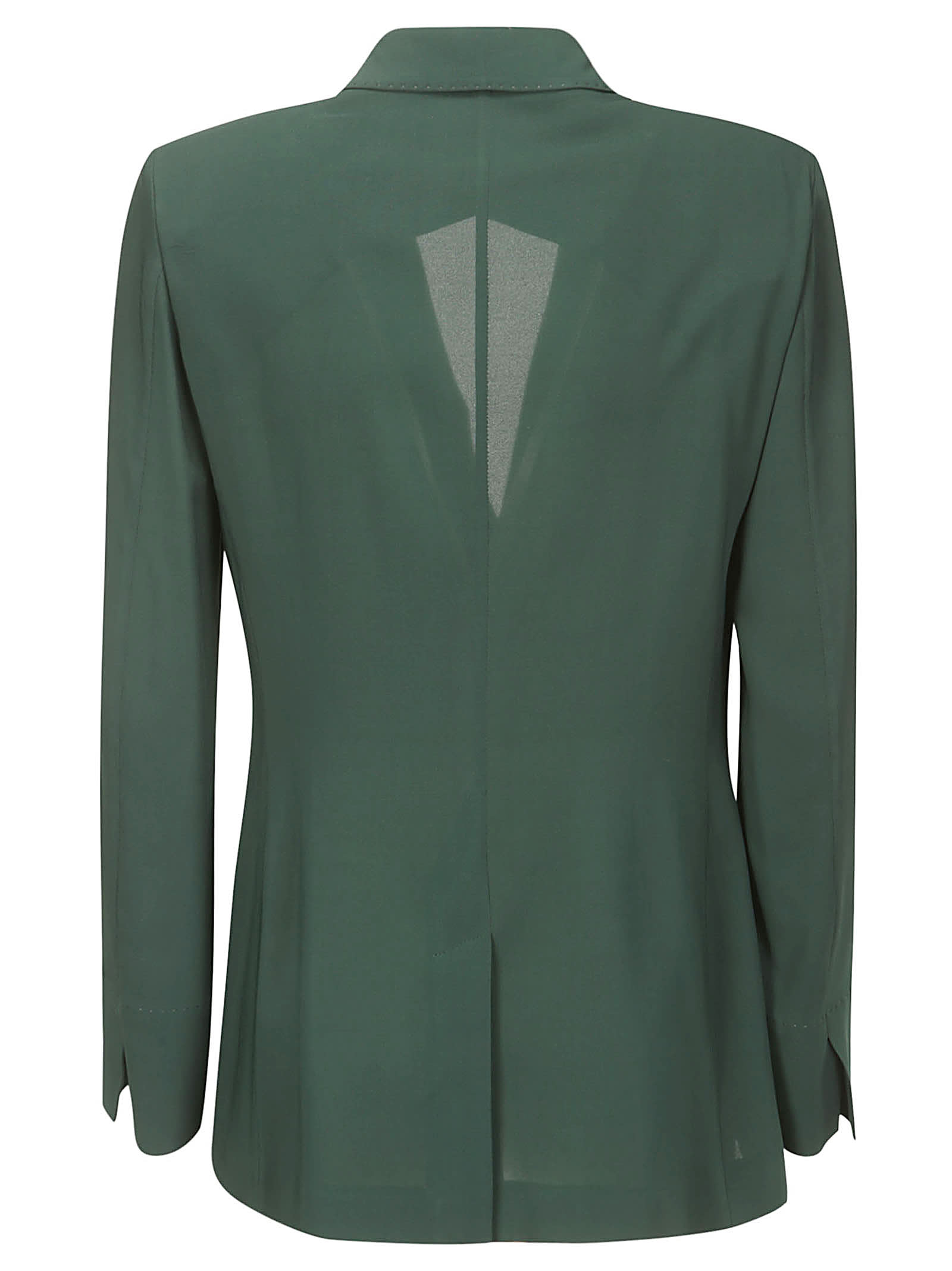 Shop Alberto Biani Georgette Double-breasted Jacket In Green