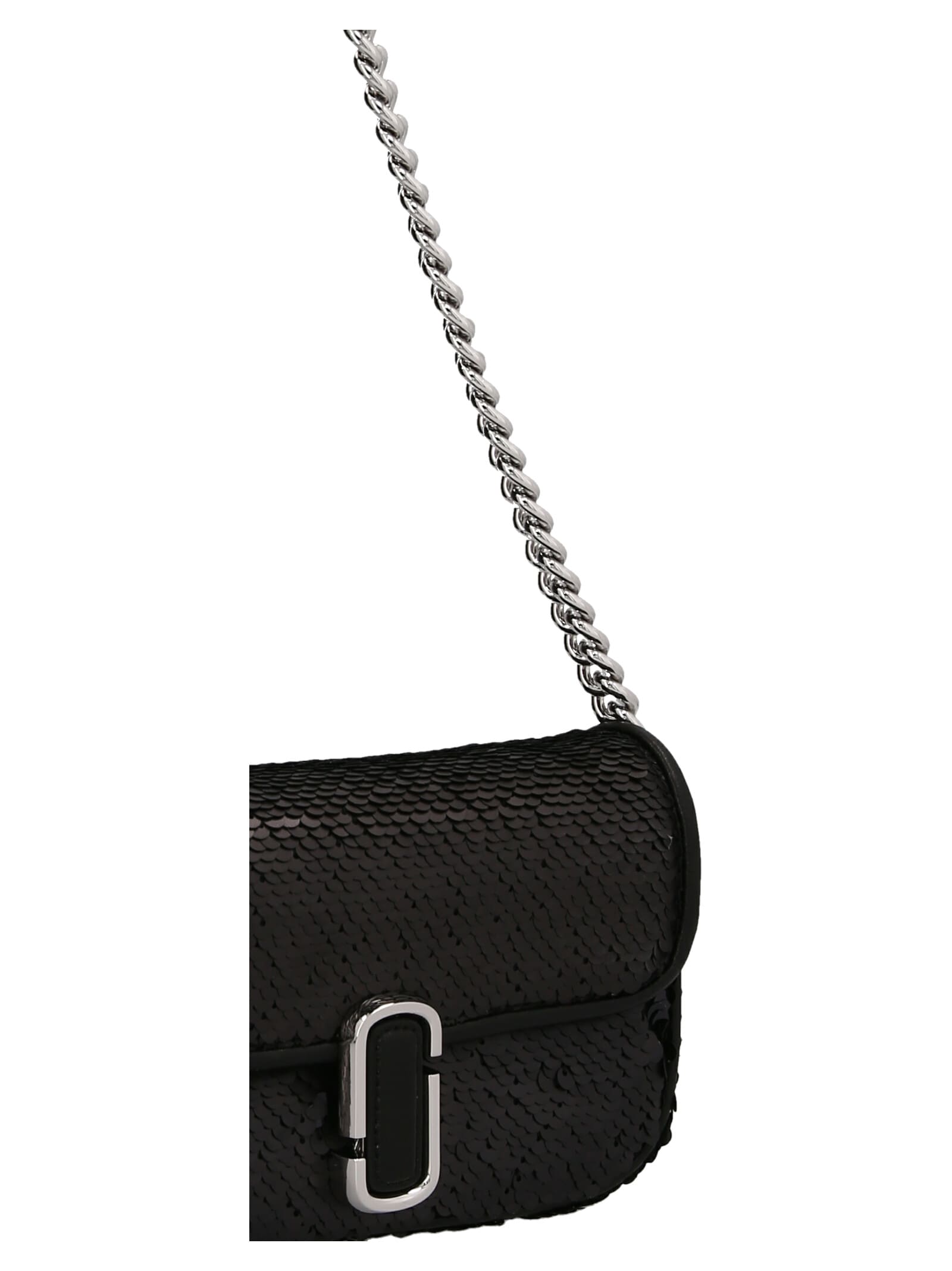 Shop Marc Jacobs The Sequin J Marc Mini Shoulder Bag In Black