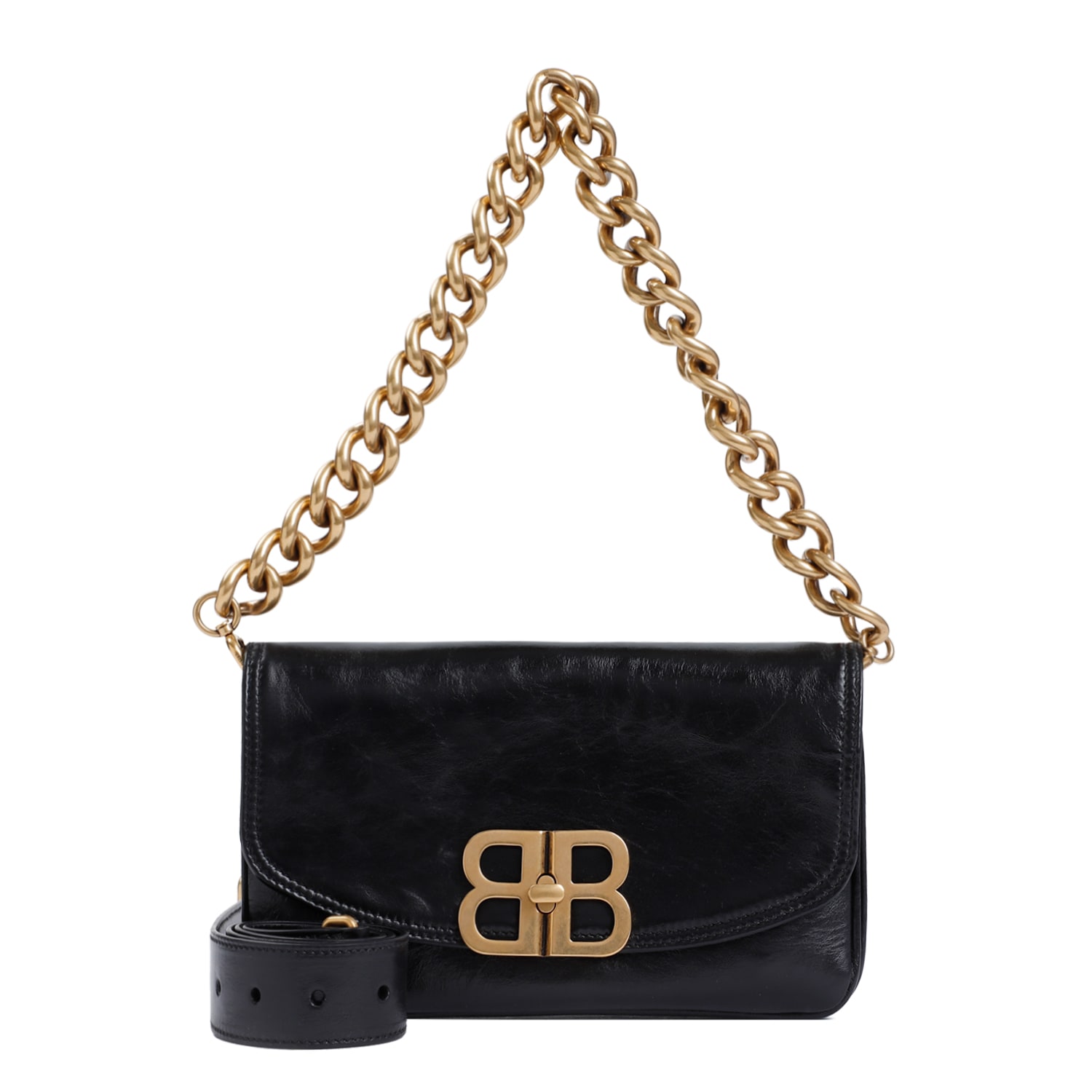 Shop Balenciaga Bb Soft Flap Shoulder Bag In Black