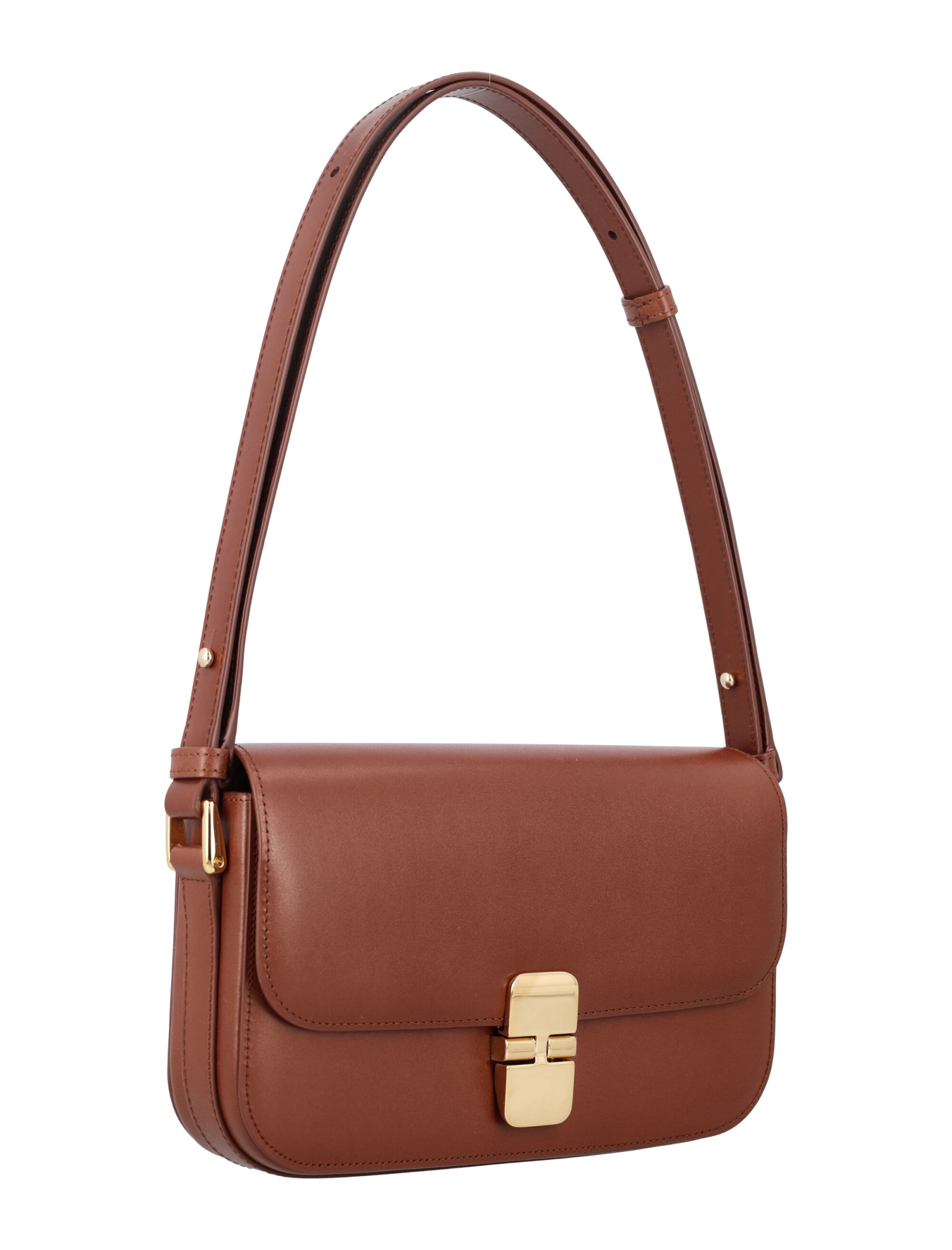 Shop Apc Grace Baguette Bag In Hazelnut