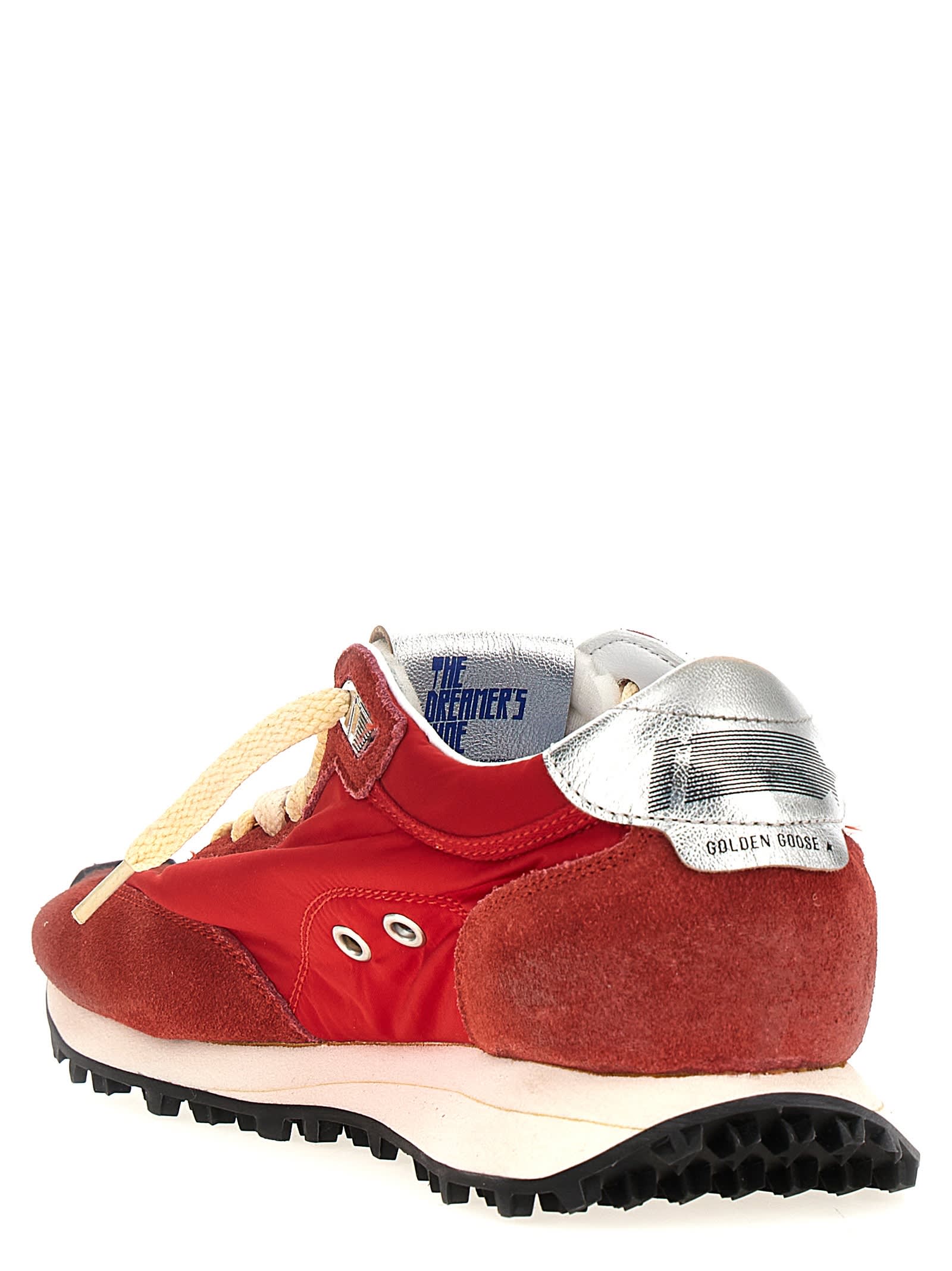 Golden Goose Marathon Sneakers With Red Nylon Upper And Silver Star Shoes In Red