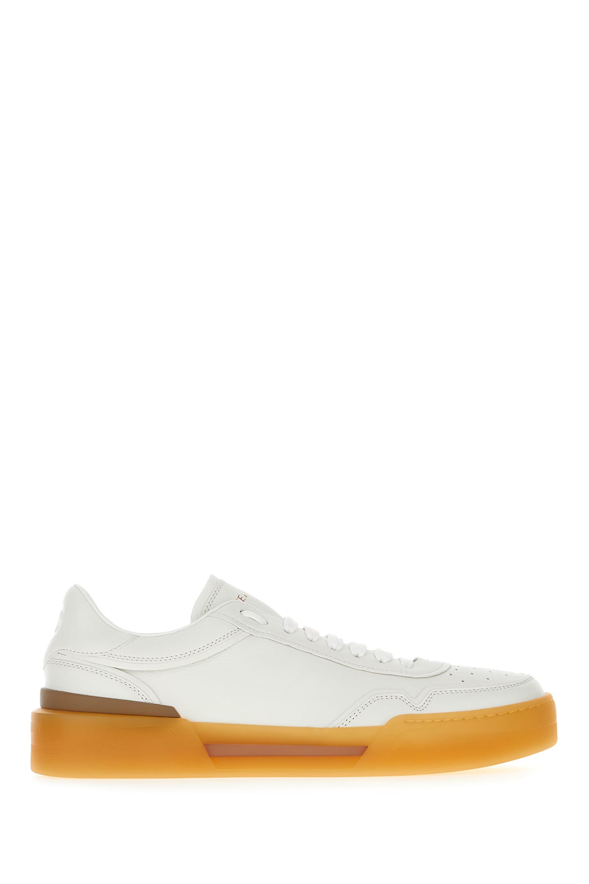 Dolce & Gabbana White Leather New Roma Sneakers In Bianco Naturale