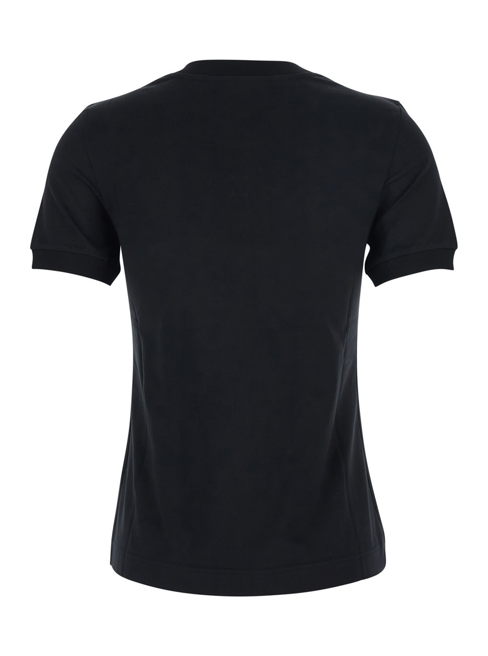 Dolce & Gabbana Black T-shirt With Logo Decorated With Crystals On The Front In Cotton Woman In Blue