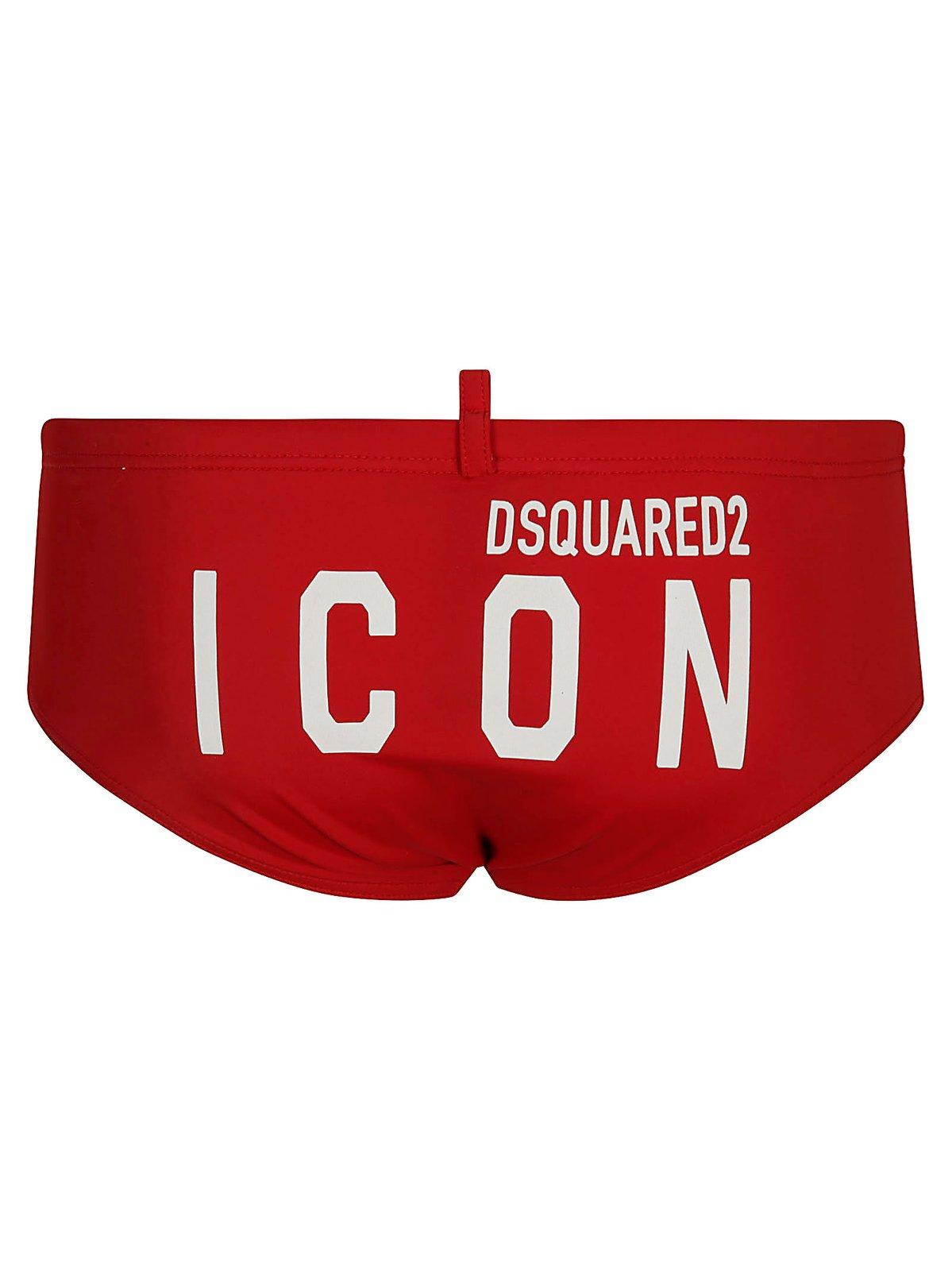 Shop Dsquared2 Logo-printed Stretch Swim Trunks In Red