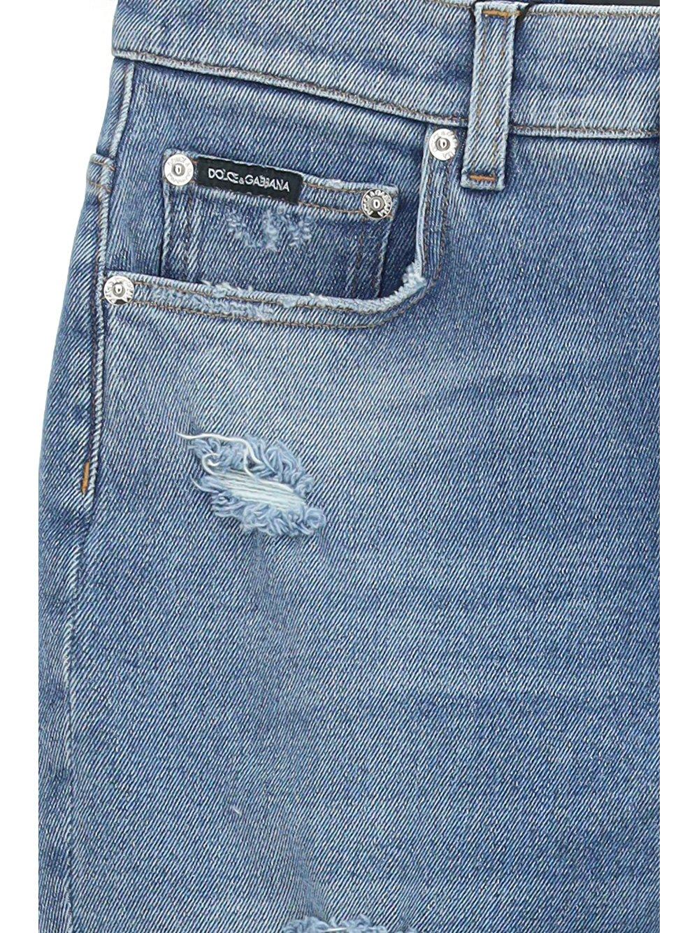 Shop Dolce & Gabbana Distressed Grace Jeans In Blue Jeans