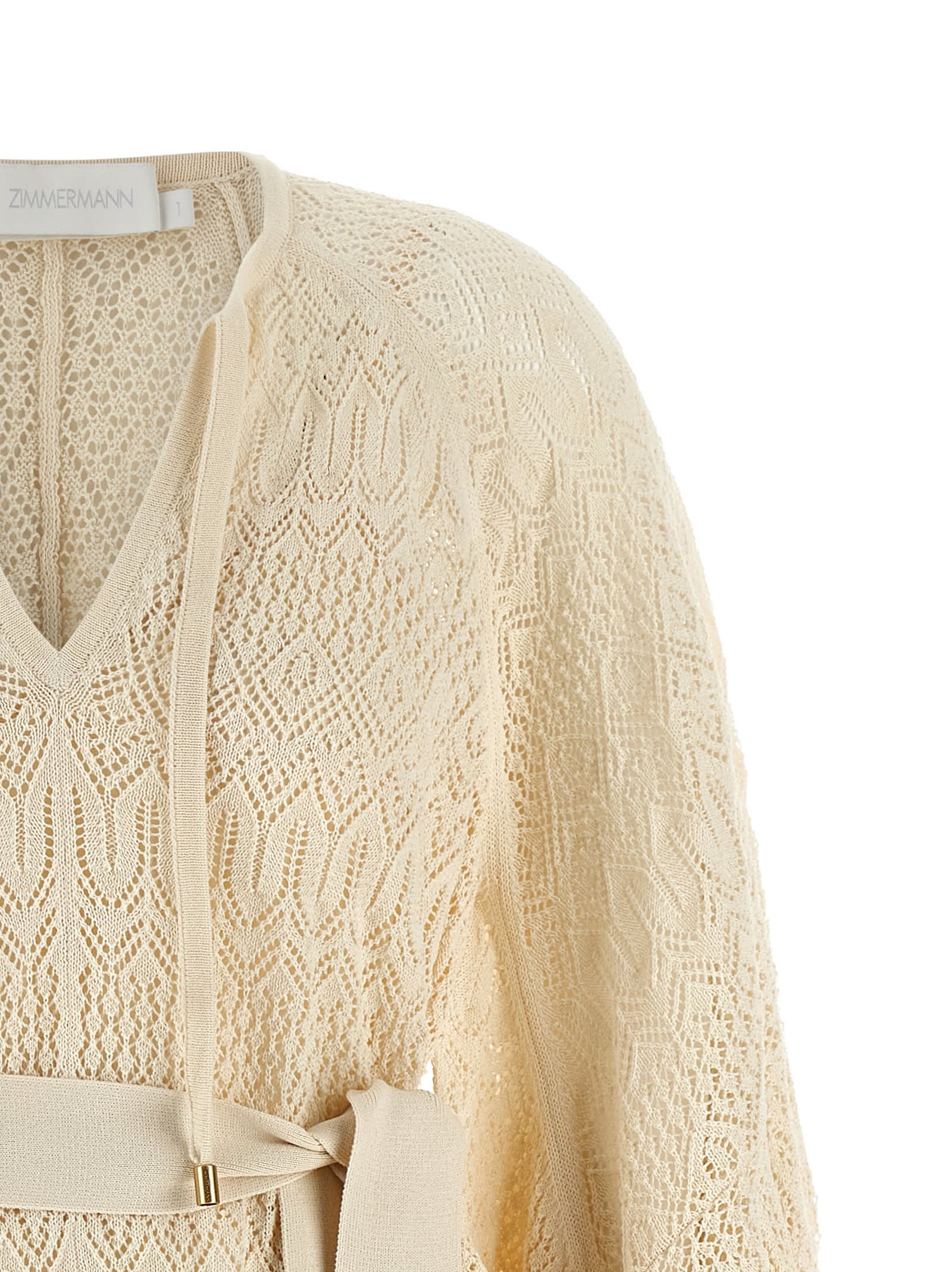 Zimmermann Coco Pointelle Lace Dresses Beige In Neutral