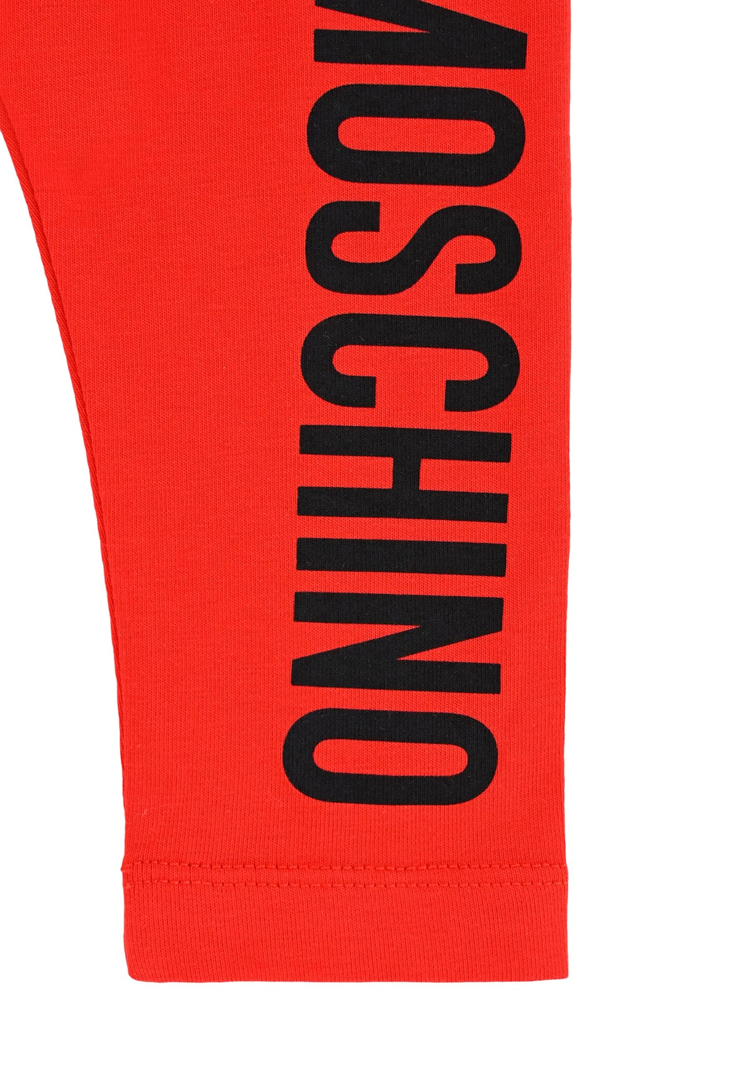 Moschino Red Leggings For Baby Girl With Logo In Red