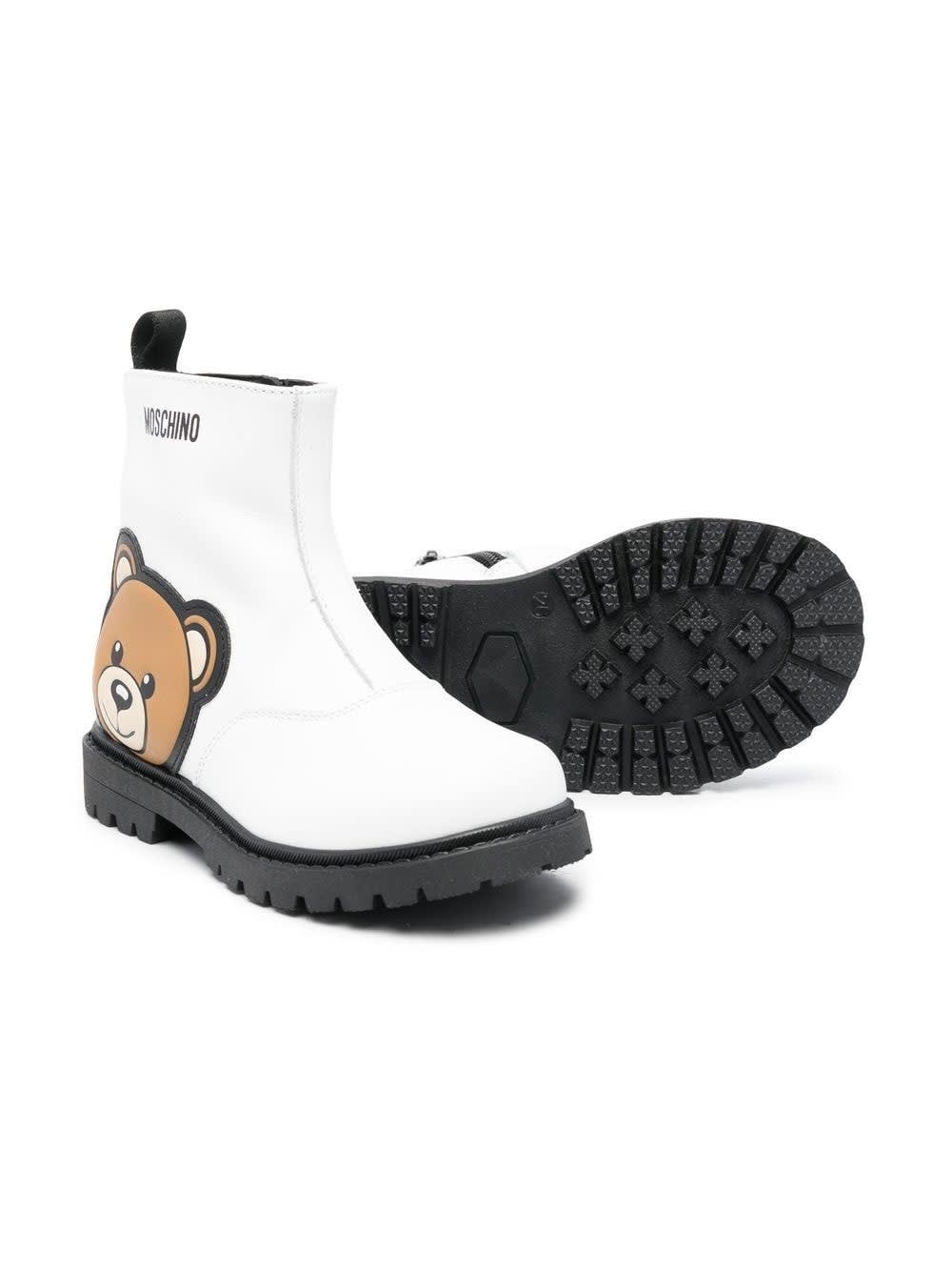 Shop Moschino Boots With Print In White