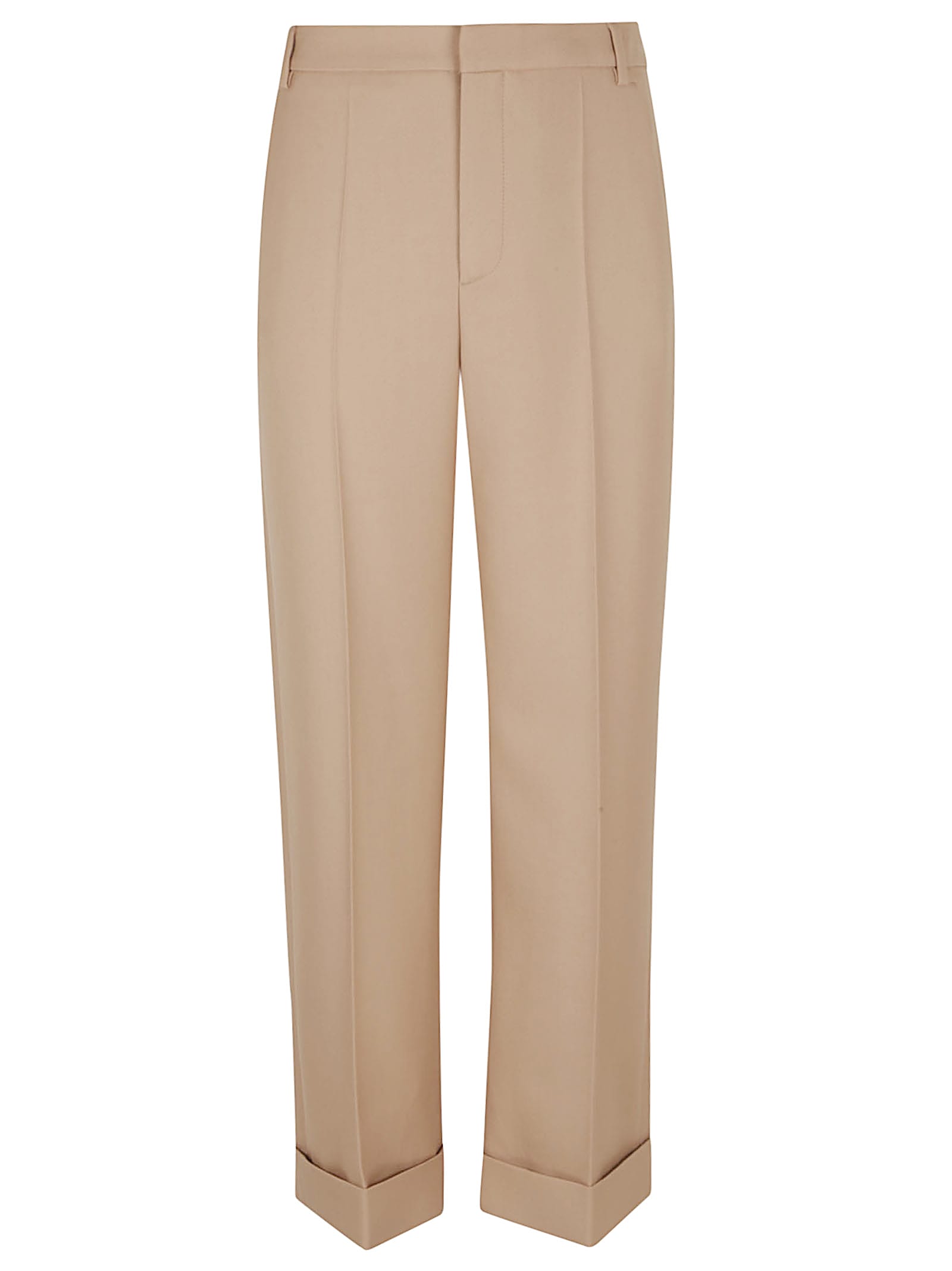 Valentino Garavani Tailored Trousers With Cuffed Hem In Brown