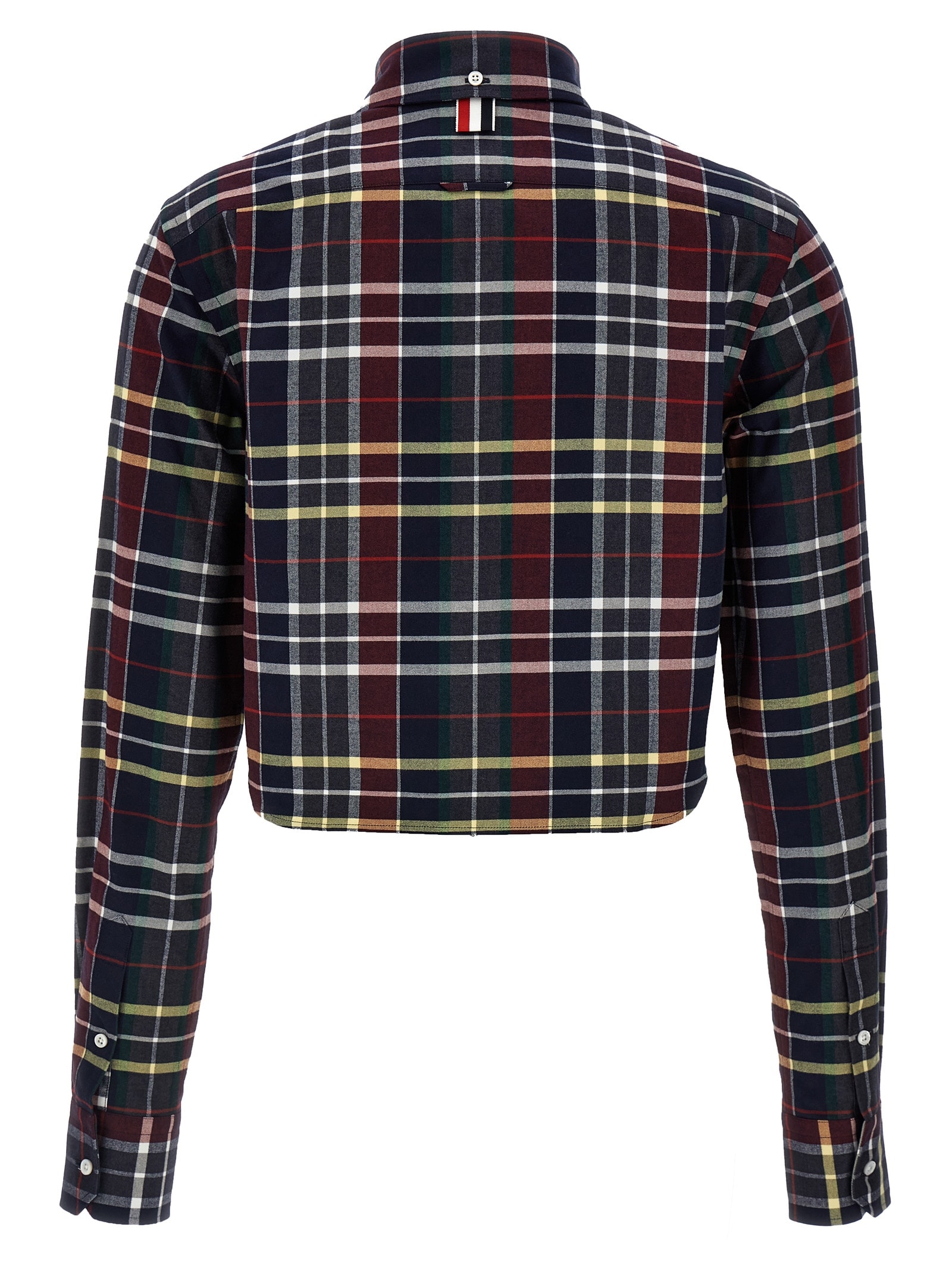 Shop Thom Browne Tartan Cropped Shirt In Multicolor