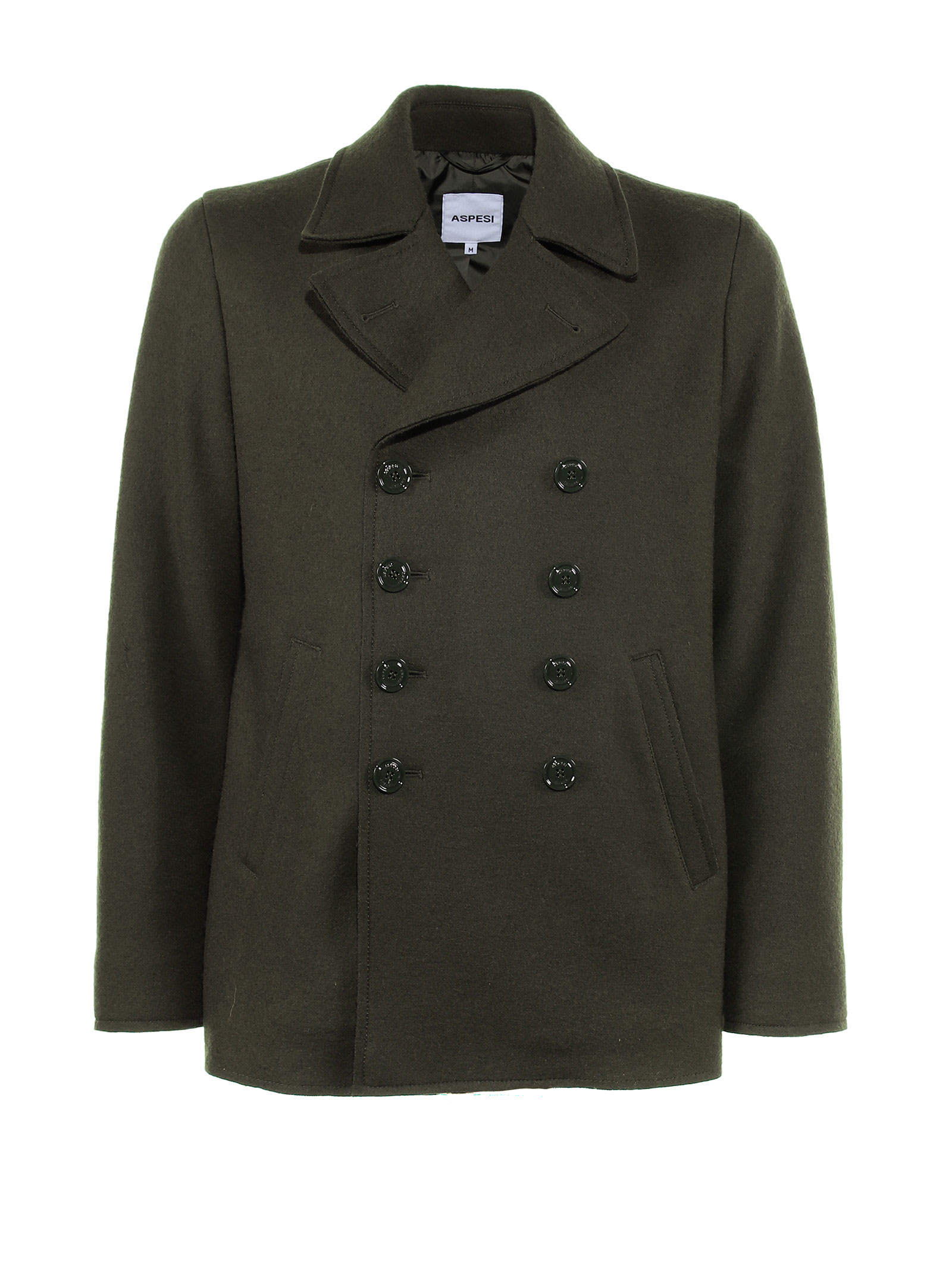 Aspesi Double-breasted Coat With Buttons In Dark Green