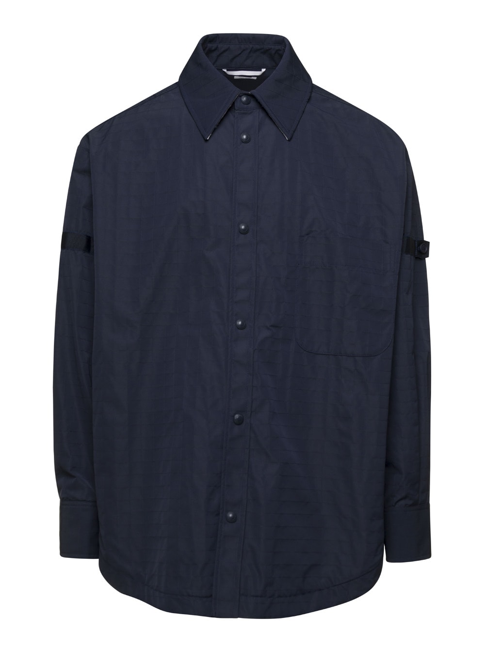 Shop Thom Browne Oversized Blue Shirt With Patch Pockets In Polyamide Blend Man