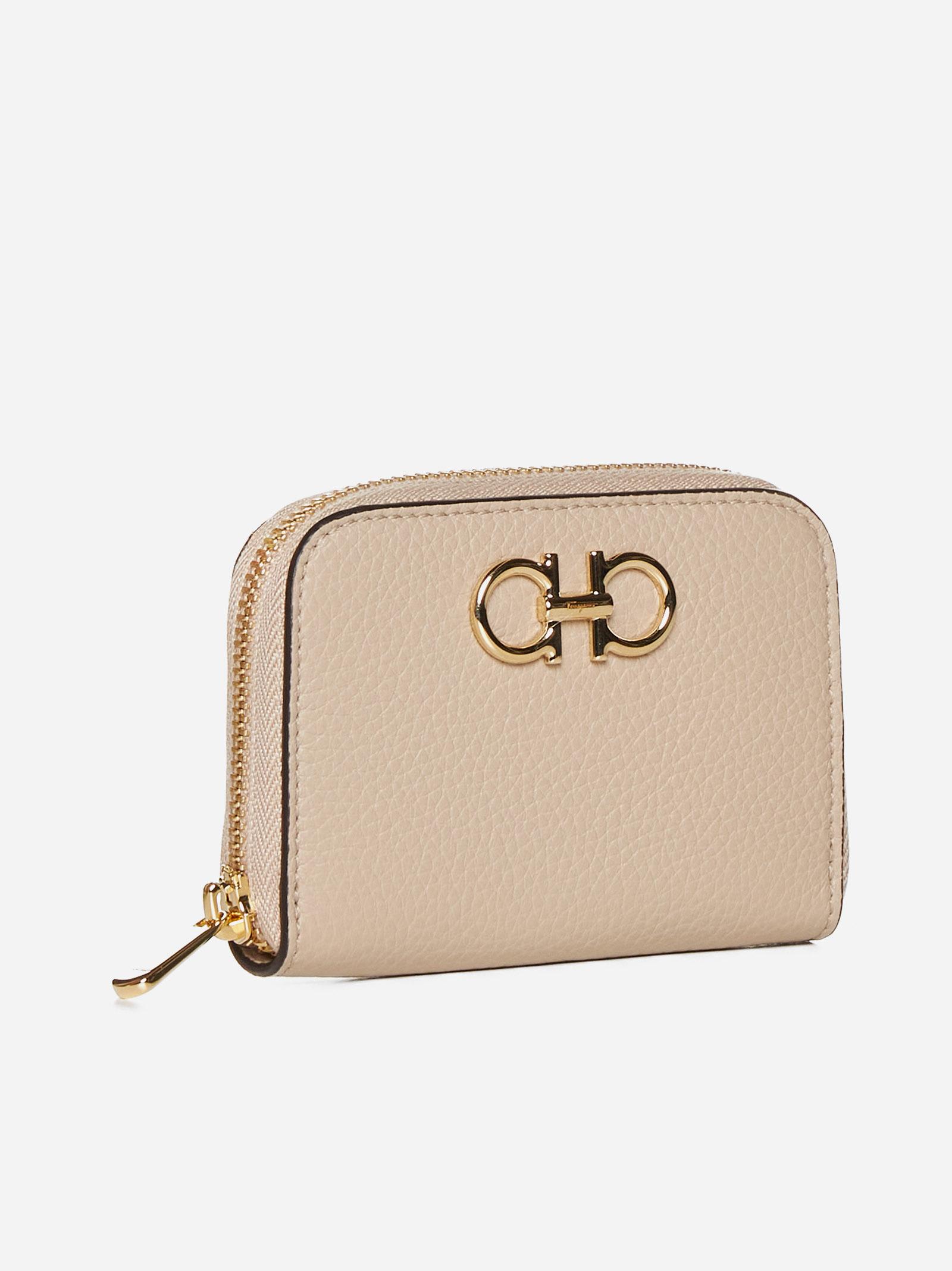 Shop Ferragamo Gancini Leather Coin Purse In Daino