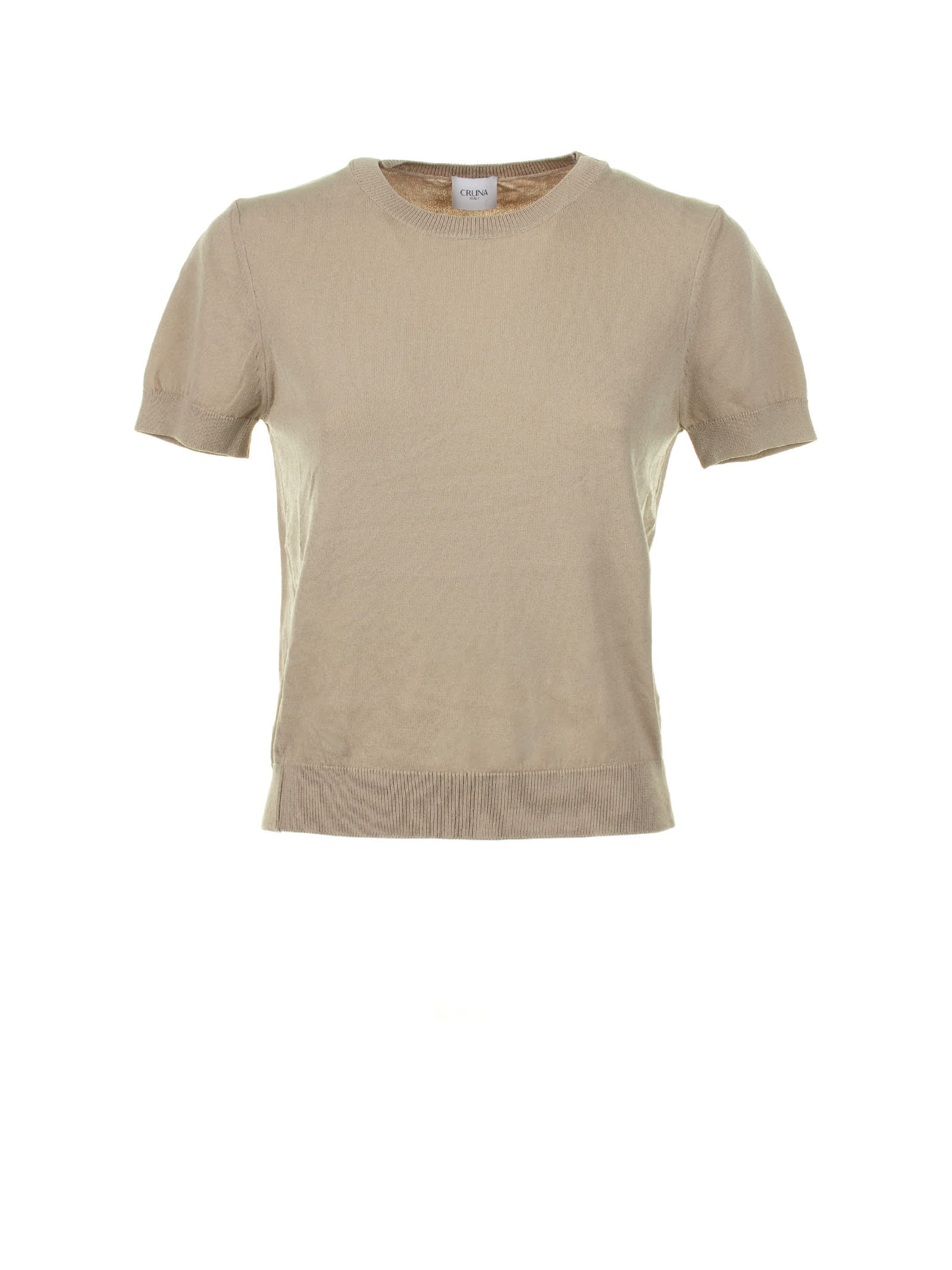 Shop Cruna T-shirt In Beige Cotton Thread In Tortora