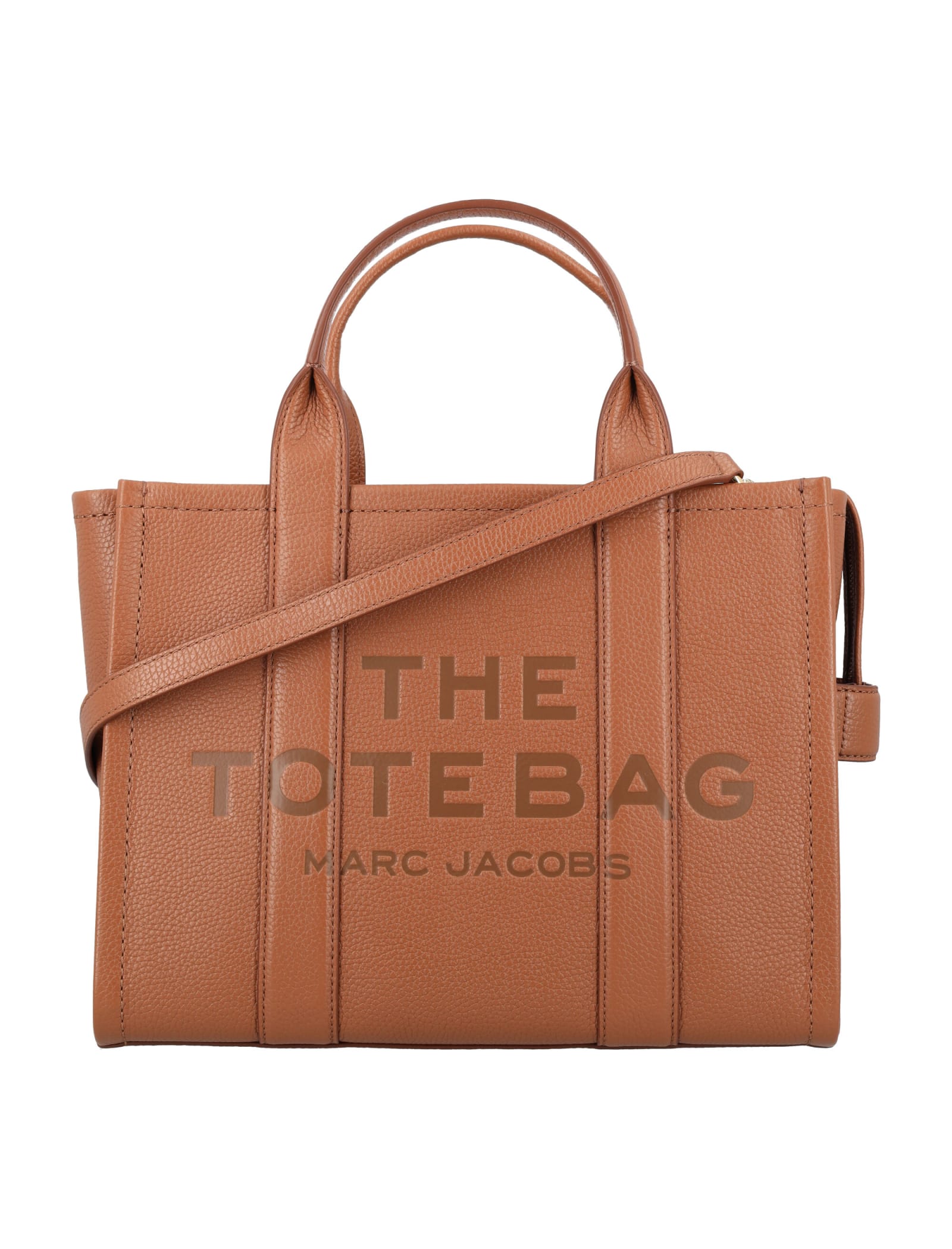 Shop Marc Jacobs The Leather Medium Tote Bag In Argan Oil