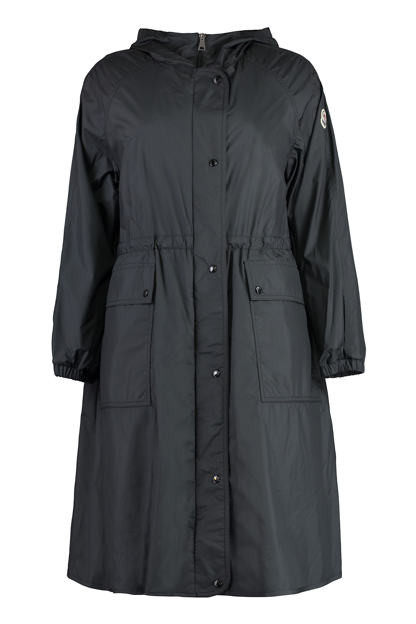 Moncler Ioudith Hooded Techno Fabric Raincoat In Black