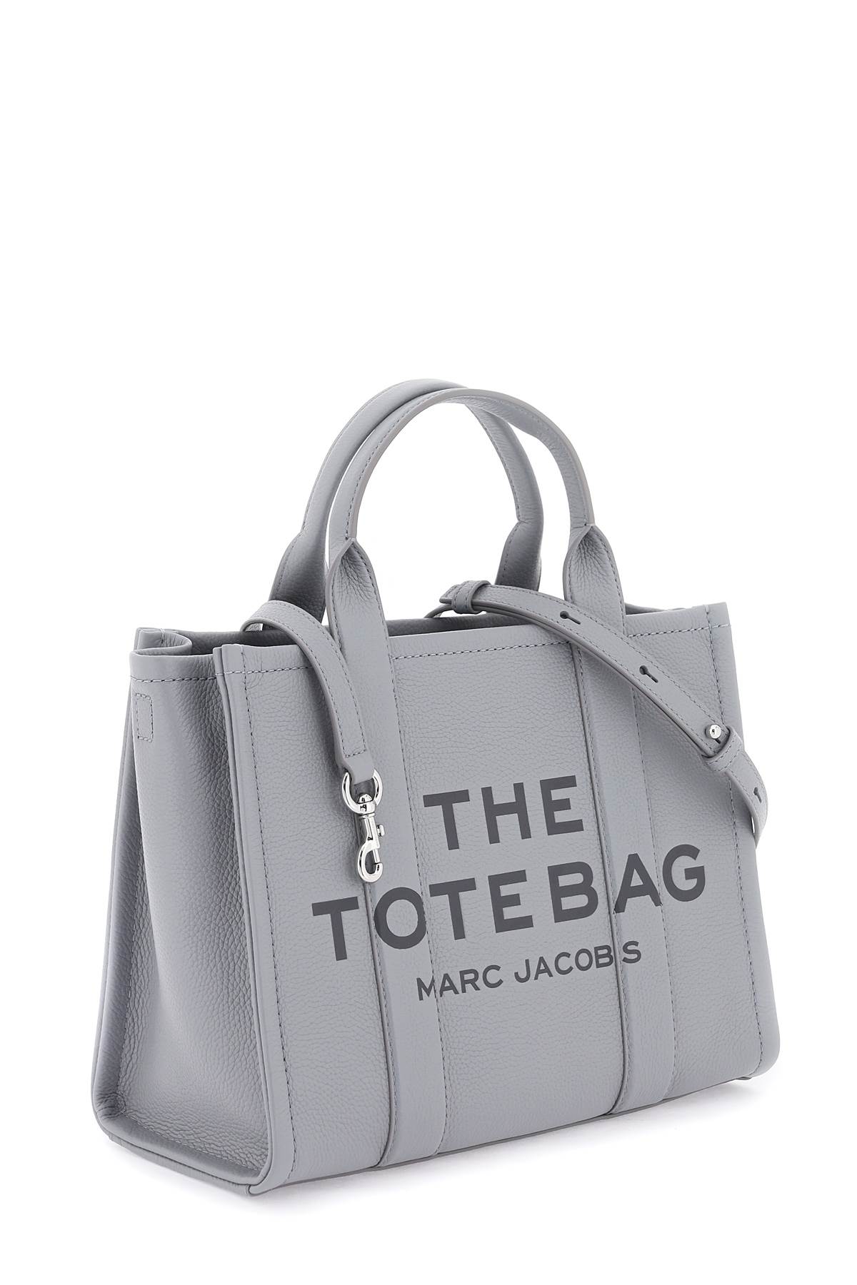 Shop Marc Jacobs The Leather Medium Tote Bag In Wolf Grey (grey)
