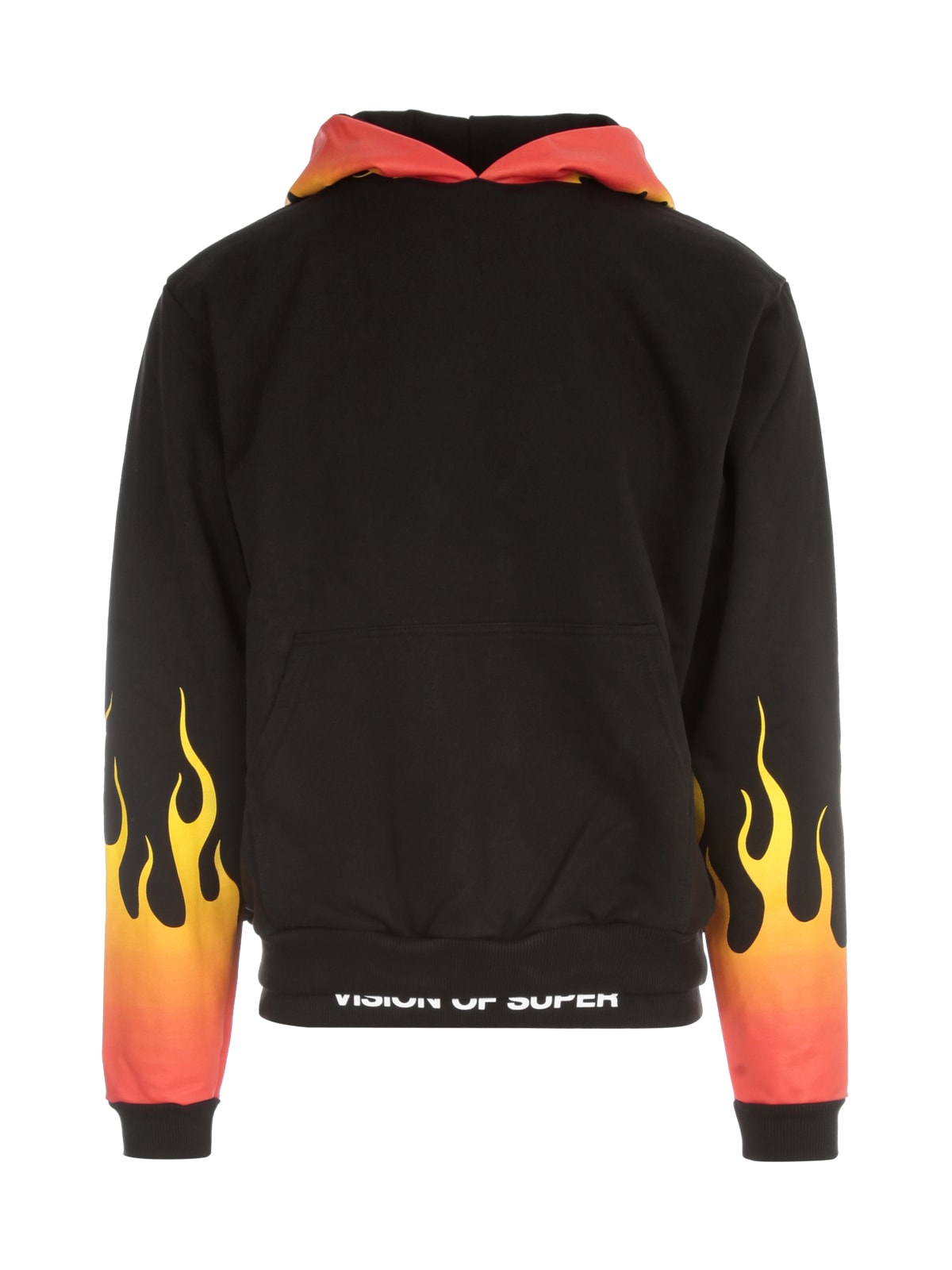 Vision of Super Black Hoodie W/red Shaded Flames