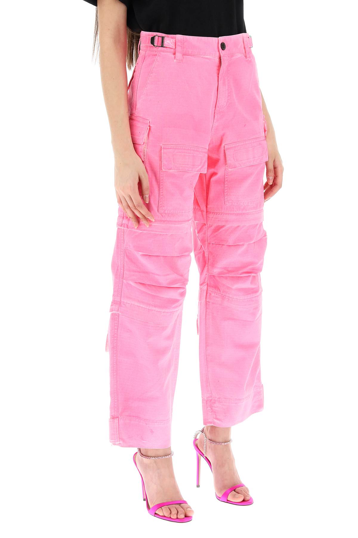 Shop Darkpark Julia Cargo Pants In Acid Pink (fuchsia)