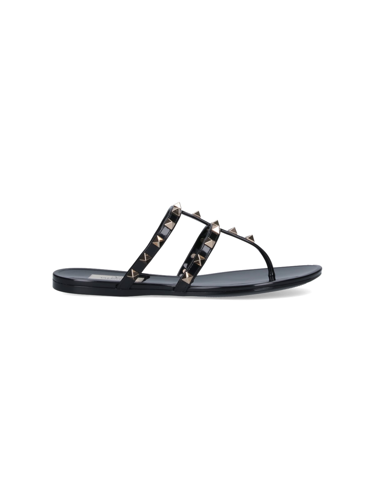Valentino Rockstud T-strap Flat Slide Sandals
