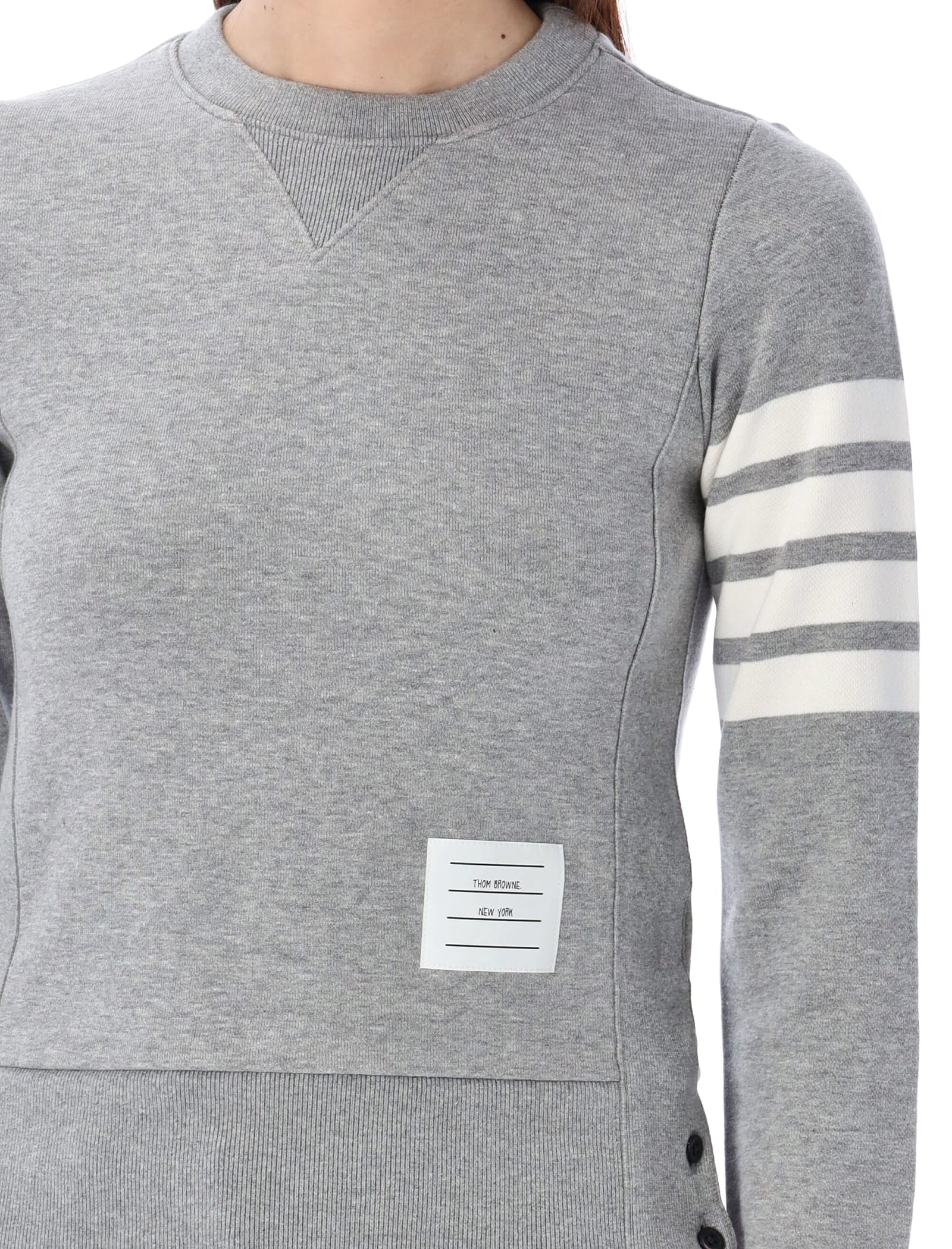 Shop Thom Browne Crewneck Sweatshirt In Light Grey
