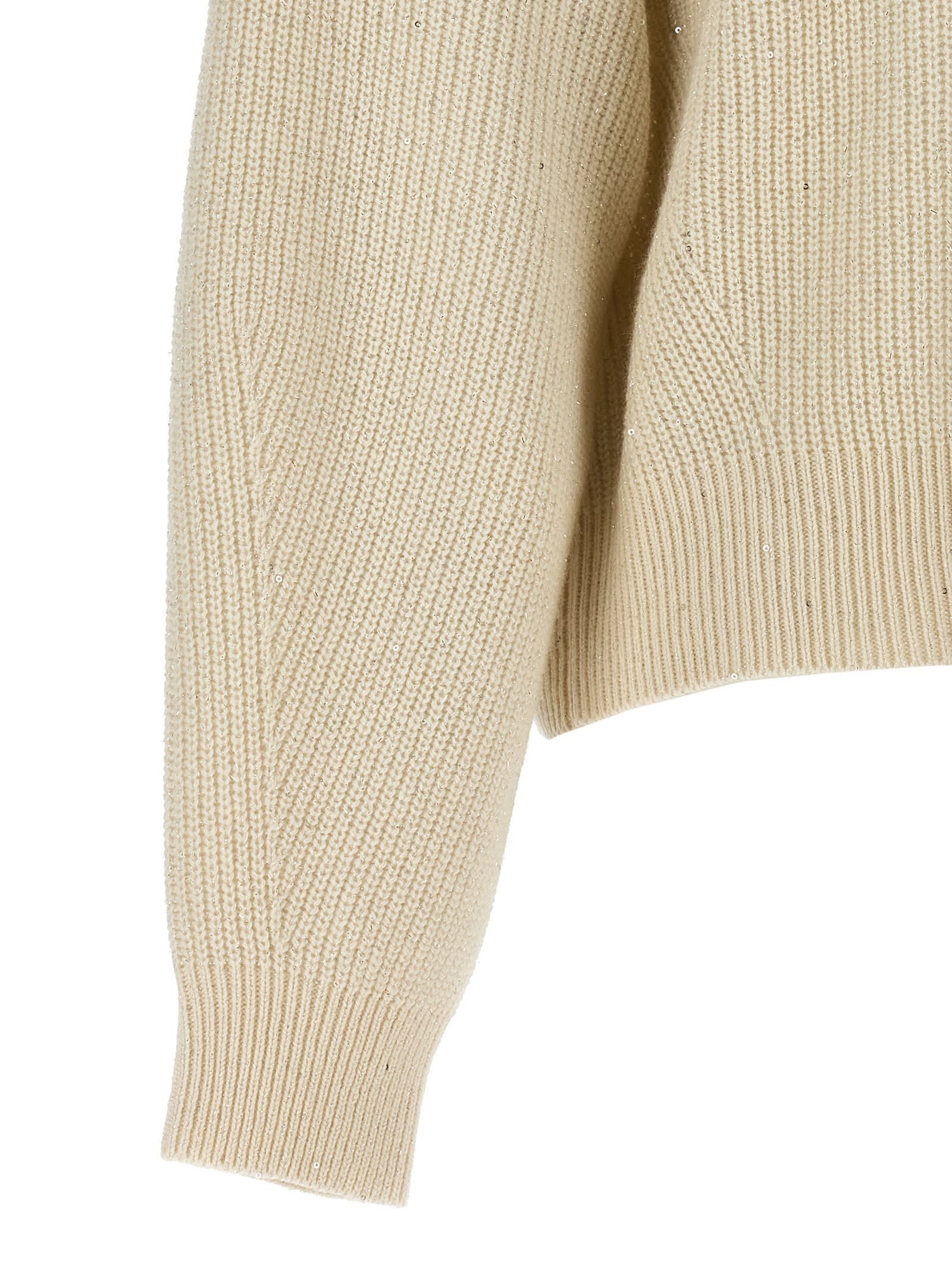Brunello Cucinelli Sequin Sweater Sweaters And Cardigans White In White
