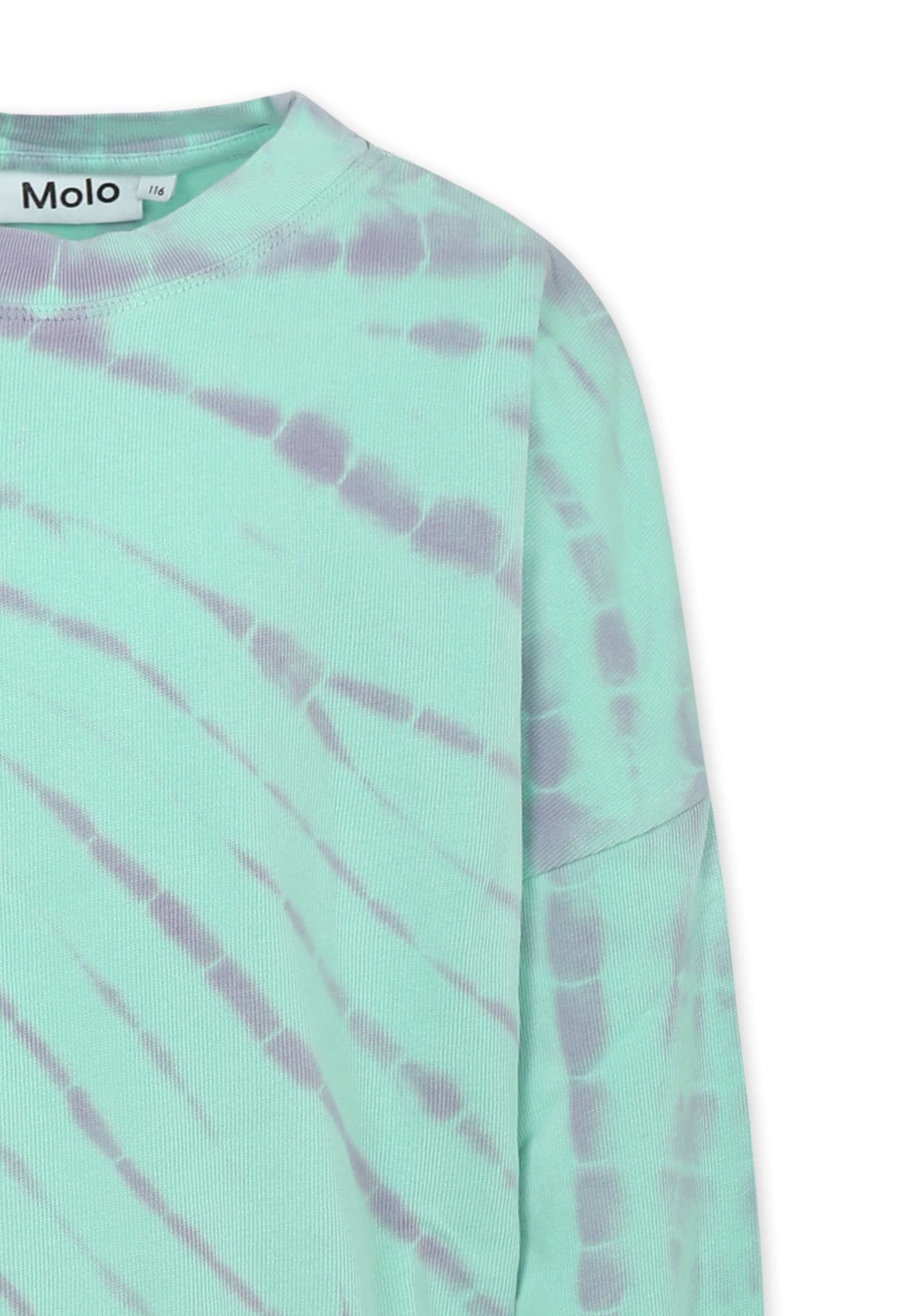 Molo Tie Dye Multicolor Sweatshirt For Girl With Logo In Light Blue