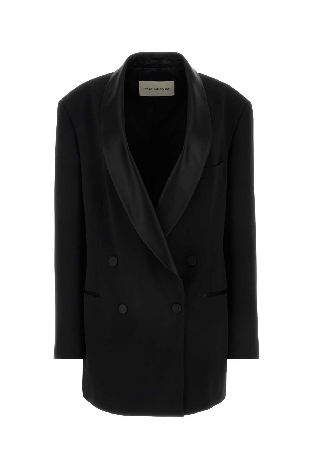 Dries Van Noten Black Wool Blend Oversize Blazer