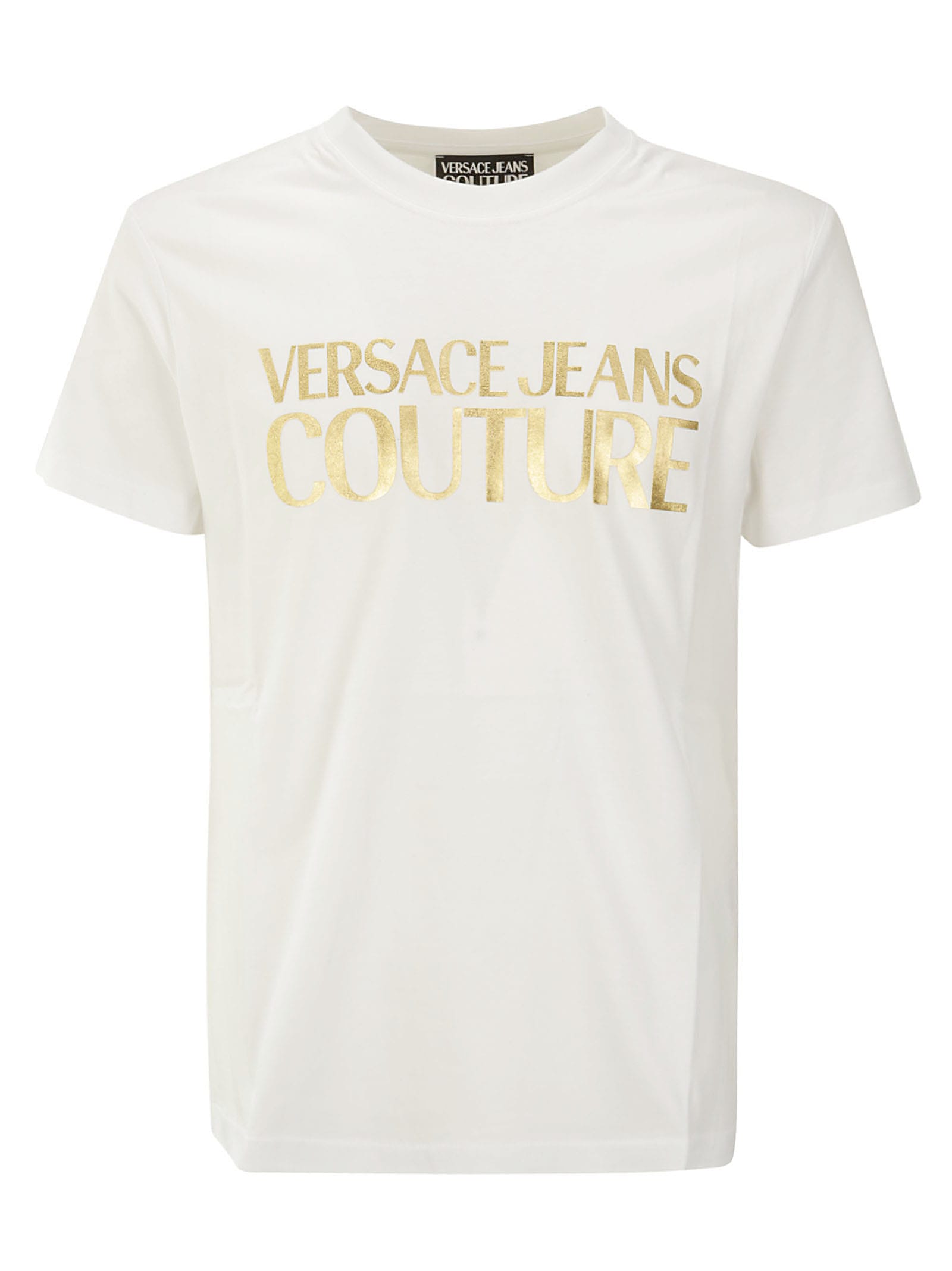 Versace Jeans Couture 76up600 S Logo Thick Foil T-shirt In White/gold