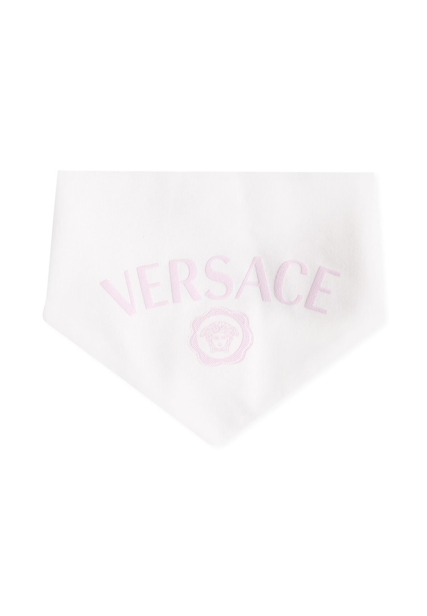 Versace Ivory And Light Blue Set With Medusa Fro Baby Boy In White