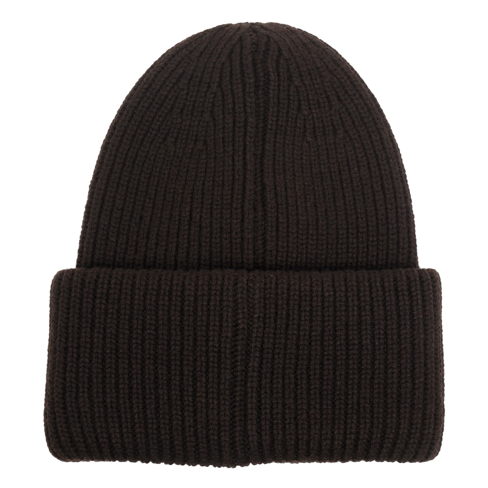 Moncler Dark Brown Textured Logo Beanie Hat In Brown