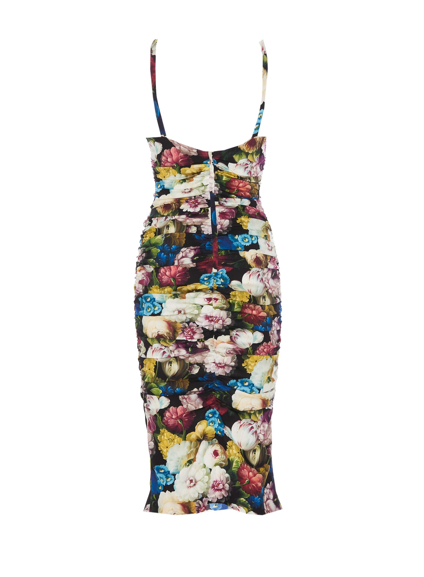 Shop Dolce & Gabbana Nocturnal Flower Midi Dress In Multicolour