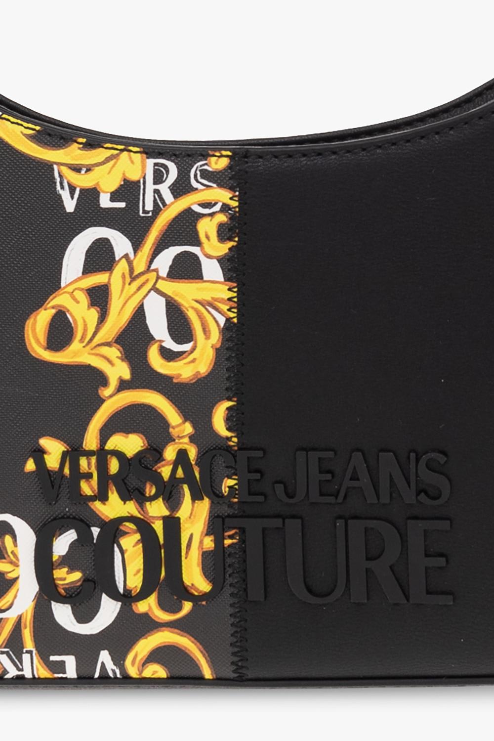 Versace Jeans Couture Shoulder Bag With Logo Couture Print In Black/gold