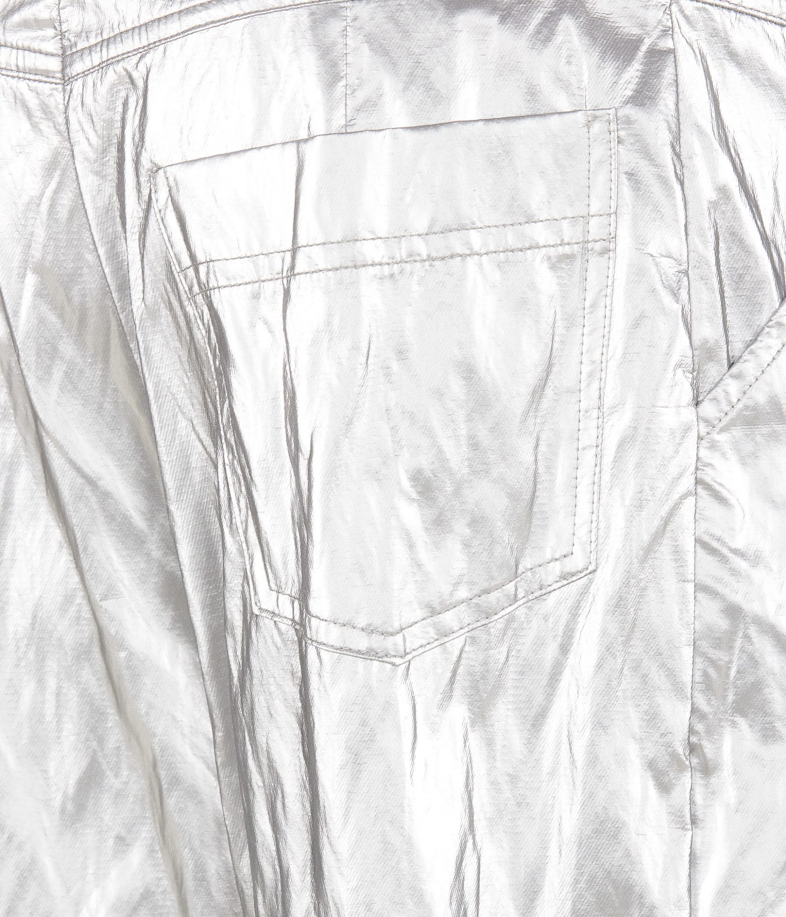 Shop Elisabetta Franchi Boyfriend Trousers In Metallic Viscose In Silver