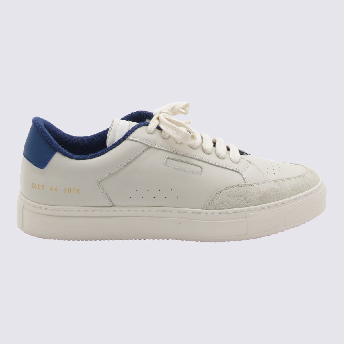 Shop Common Projects White And Blue Leather Sneakers