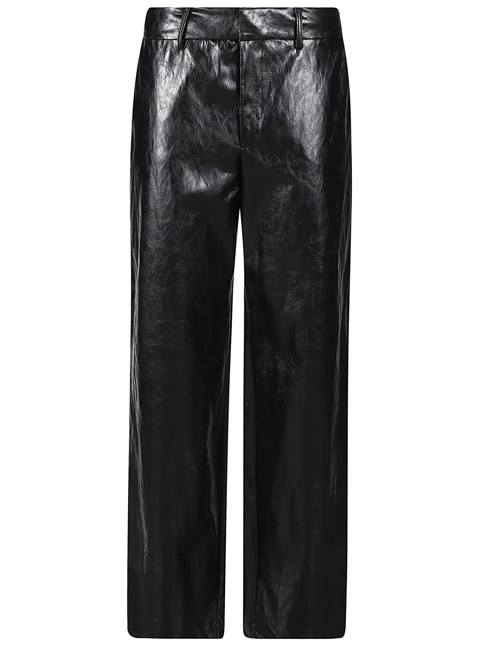 Shop Federica Tosi Classic Wide Leg Shiny Trousers In Nero