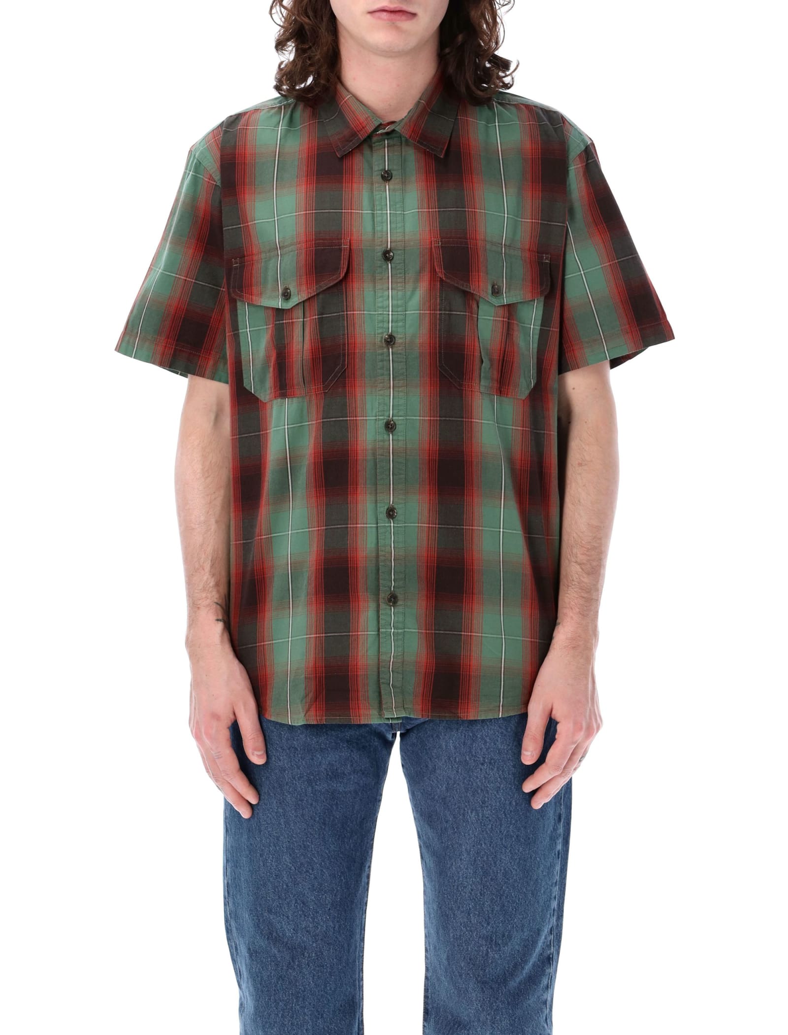 Shop Filson Washed Feather Cloth Shirt In Green Check