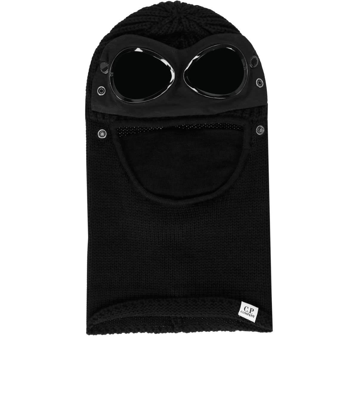 C.p. Company Goggle Wool Ski Mask In Nero