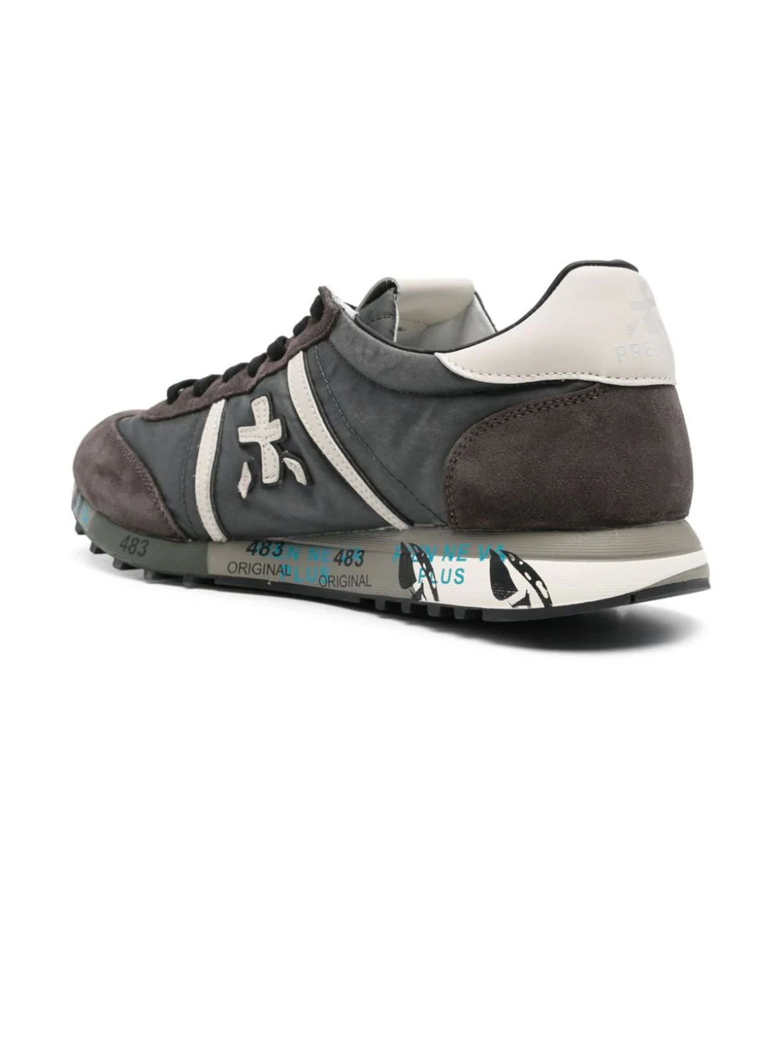 Shop Premiata Grey Suede Lucy Sneakers