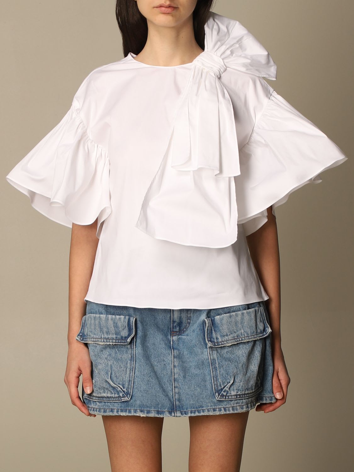 Red Valentino Top Red Valentino Top In Cotton Poplin With Ruffles