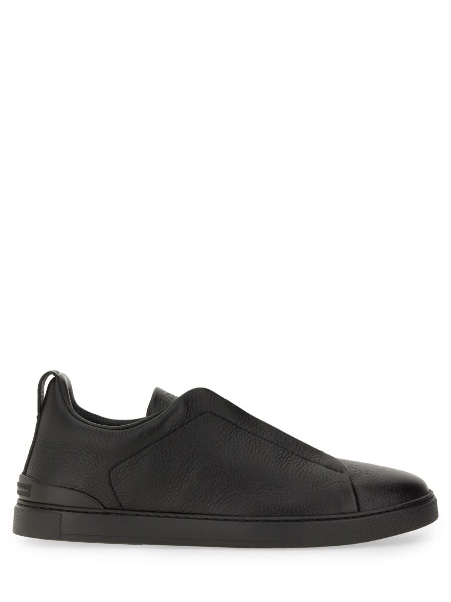 Shop Zegna Triple Stitch Sneaker In Black