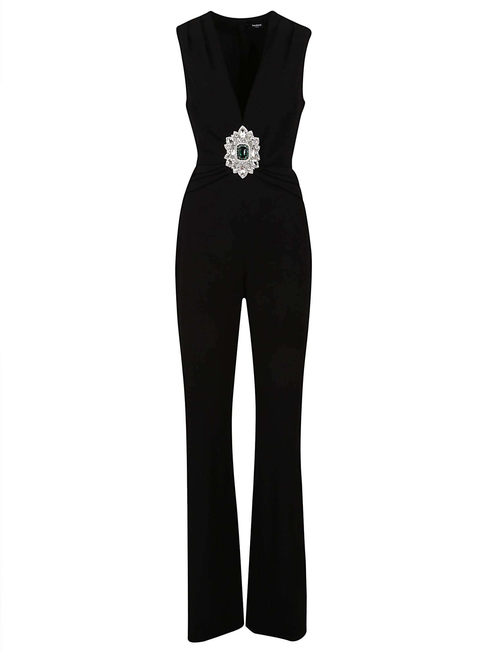 BALMAIN SL CREPE FLARE JUMPSUIT