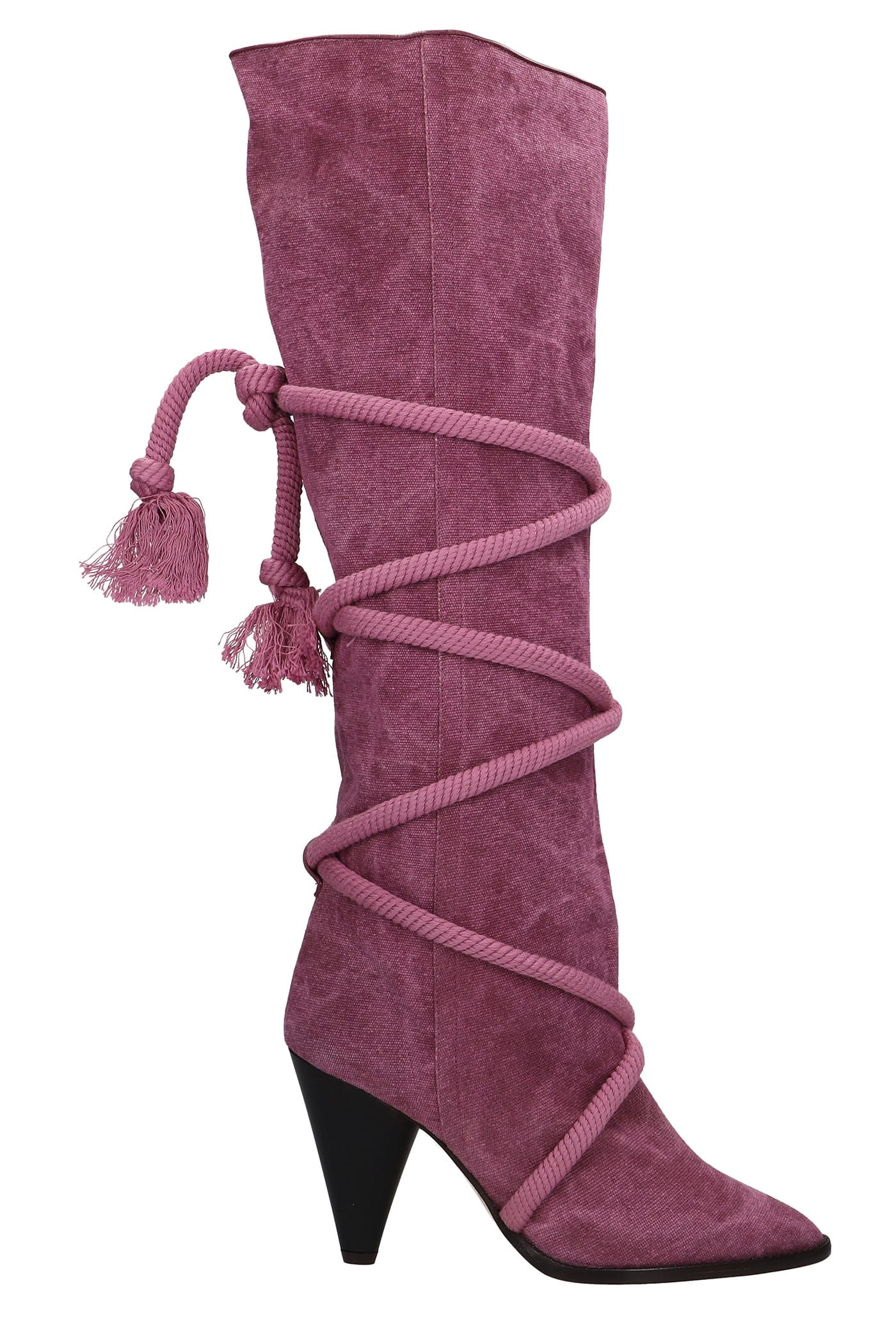 Isabel Marant Lophie High Heels Boots In Fuxia Canvas