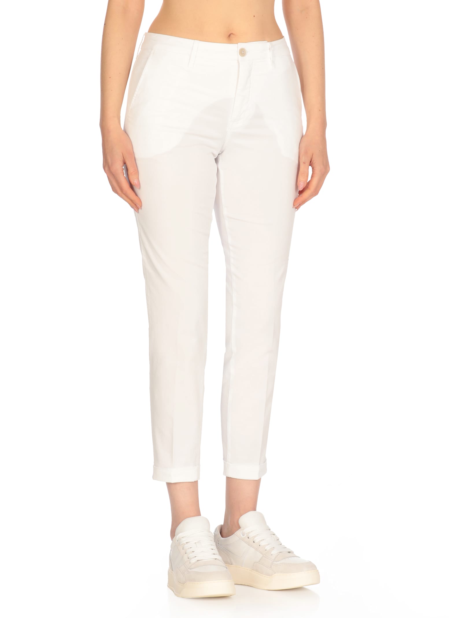 Fay Logo-patch Mid-rise Cropped Jeans In White