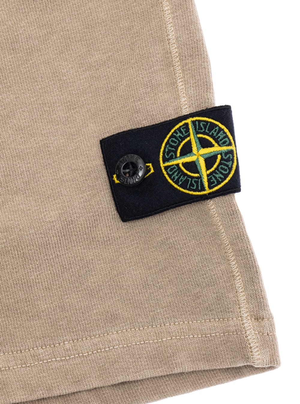 Stone Island Beige Bermuda Pants With Elastic Waist And Logo Patch On The Sleeve In Cotton Boy In Beige