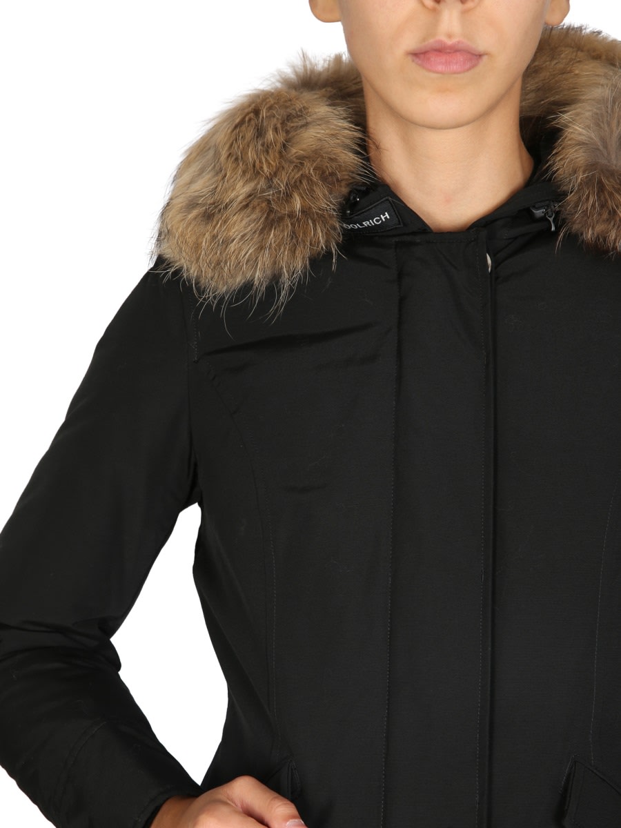 Shop Woolrich Artic Racoon Parka In Black