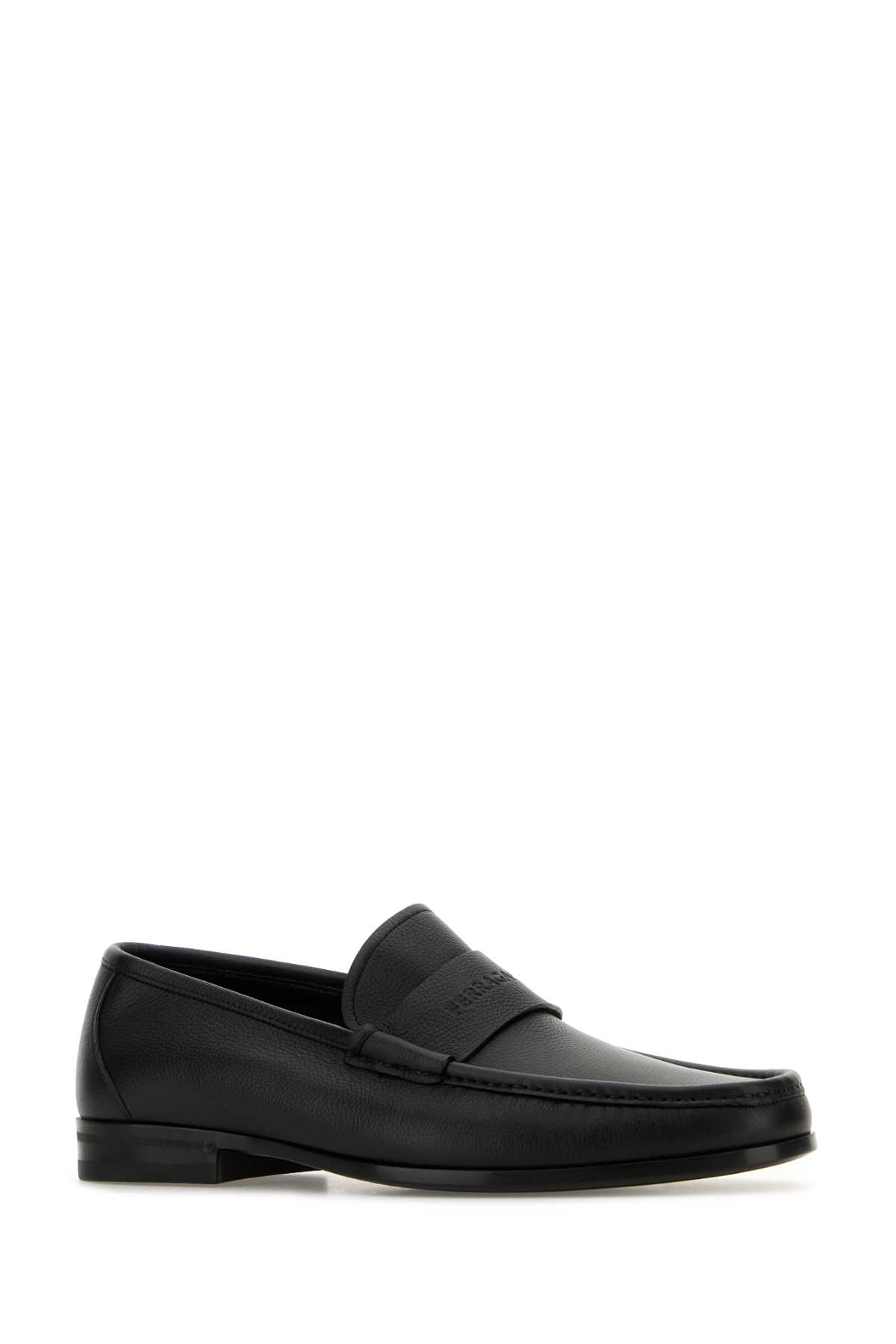 FERRAGAMO BLACK LEATHER DUPONT LOAFERS 