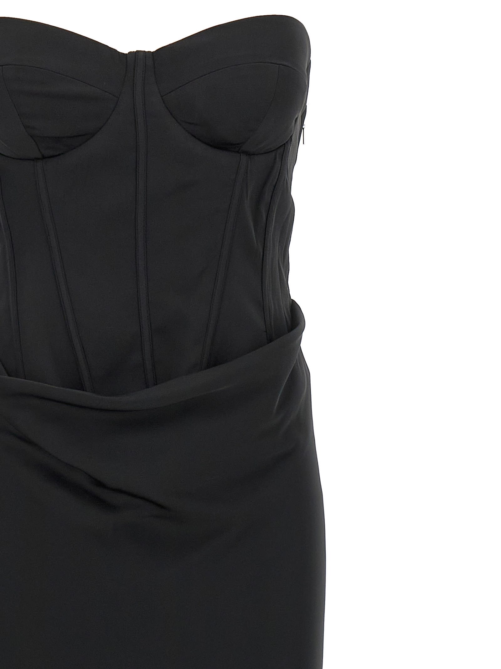 Rotate Birger Christensen Satin Corset Maxi Dress In Black