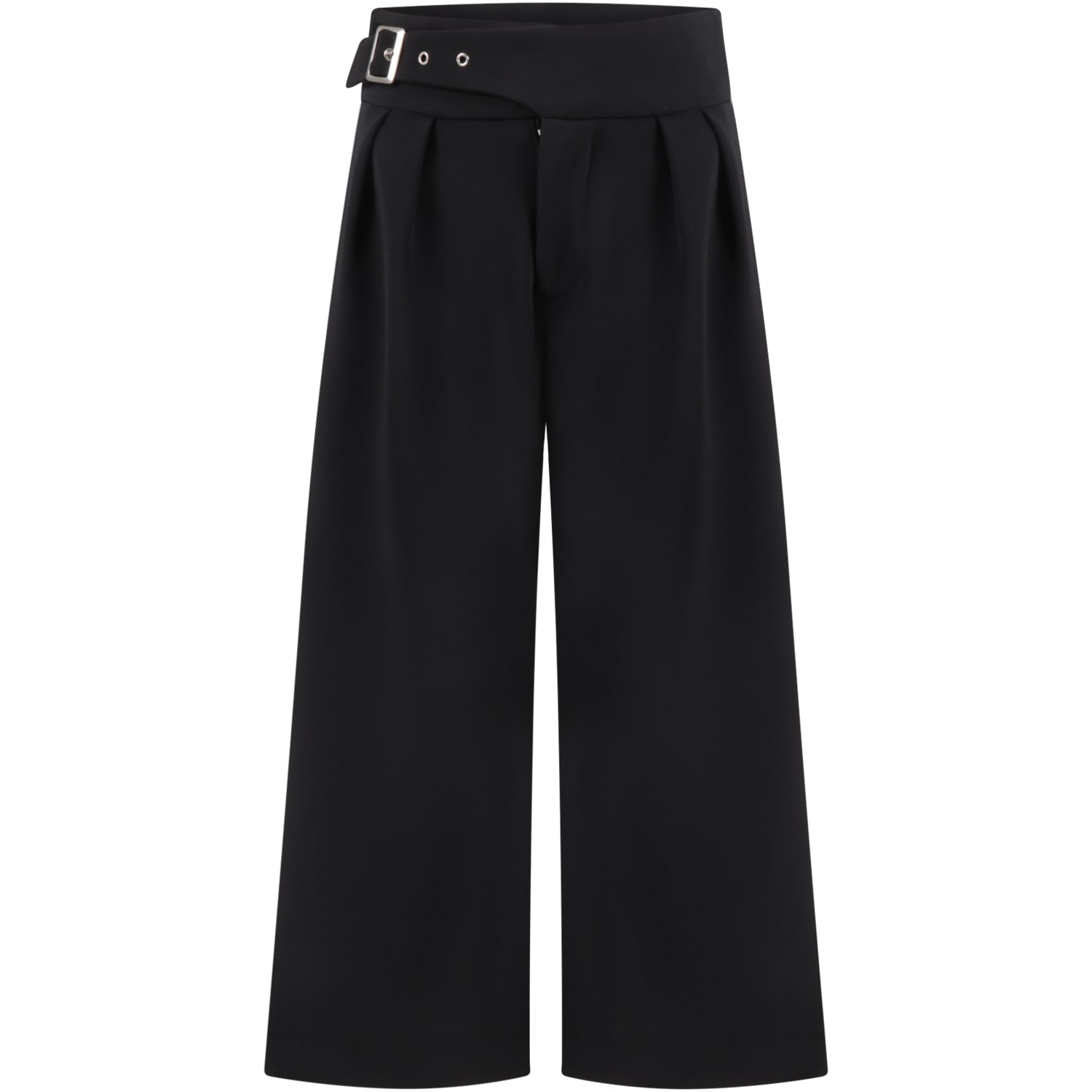 Dondup Black Trousers For Girl With Logo Patch