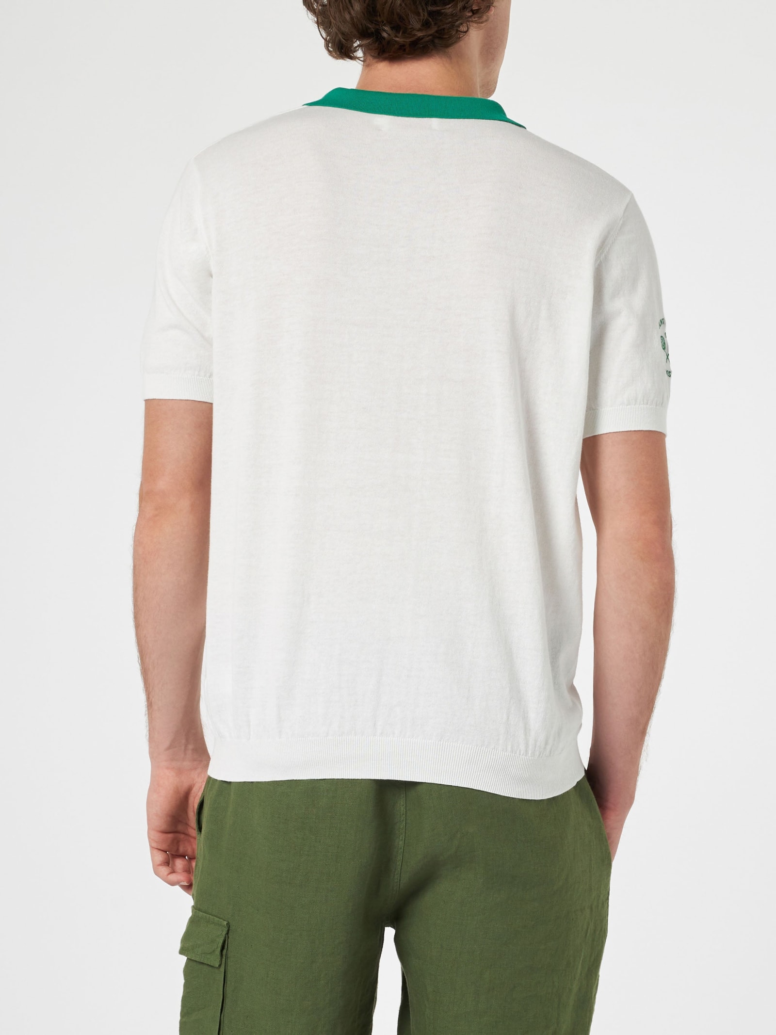 Mc2 Saint Barth Man Off-cream Knitted Polo Shirt Newcomb Australian Brand Special Edition In White
